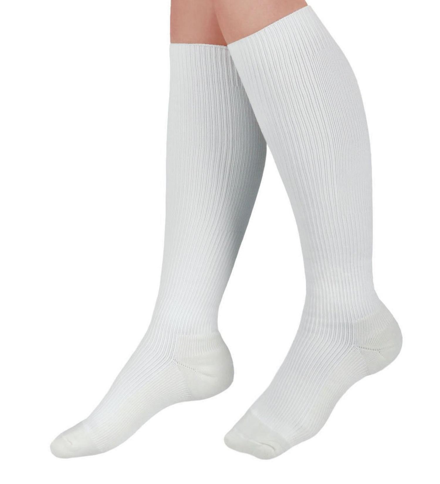 CURAD Knee High Cushioned Compression Socks 15-20 mmHg White Size A (S) Ideal for Varicose Veins & Edema Relief