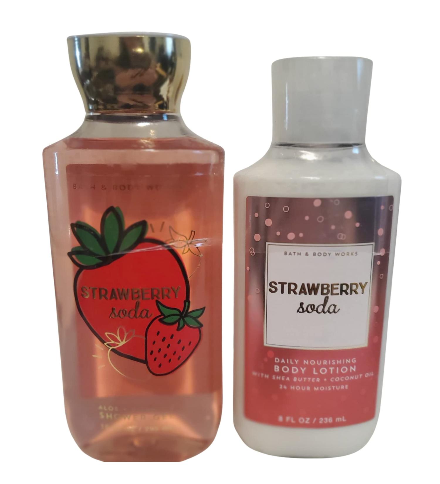 Bath and Body Works Gift Set of 10 oz Shower Gel and 8 oz Lotion (Strawberry Soda)