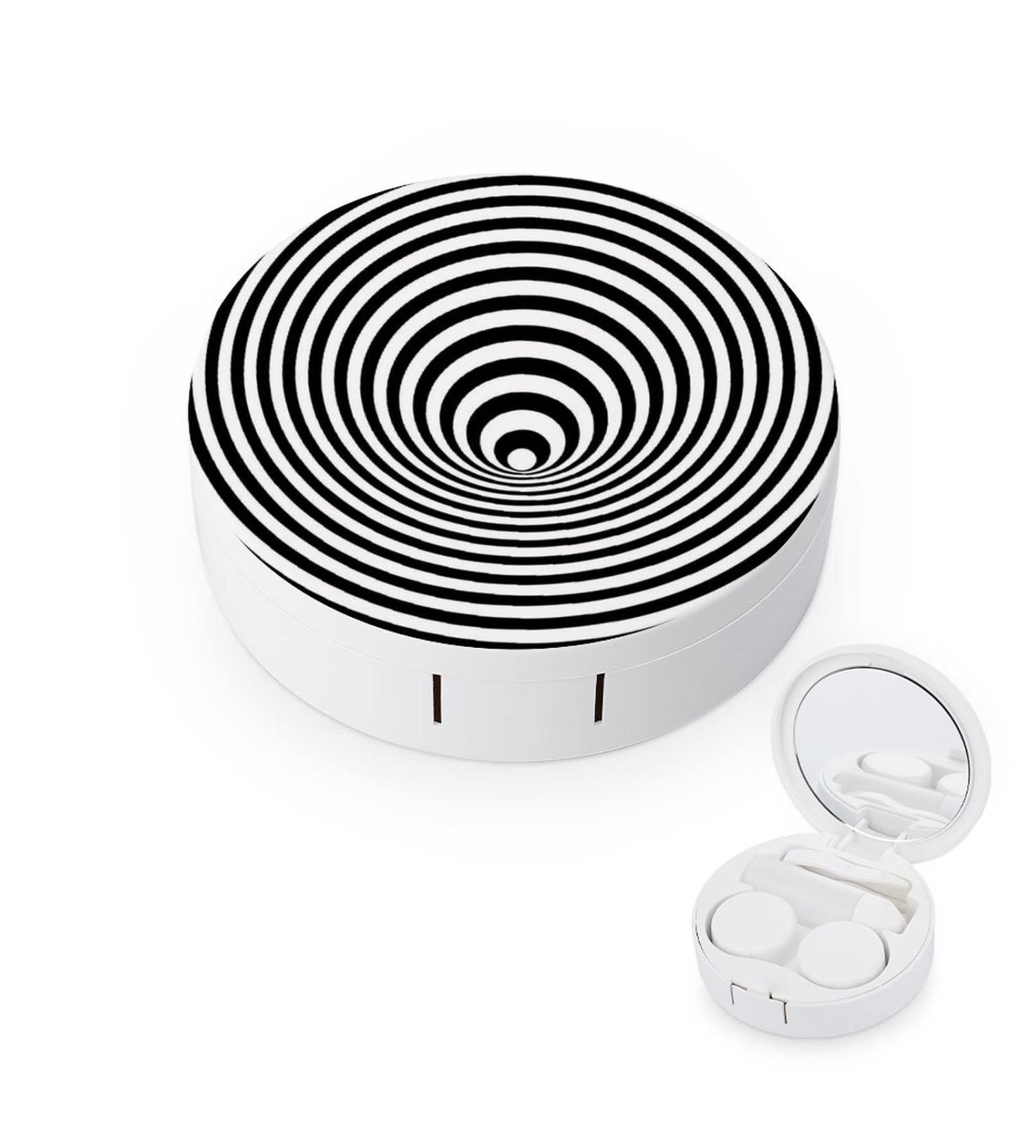 Escher Optical Swirl Impossible Optic Graphic Endless Effect Round Case For Contact Lens Kit Storage Box with Mirror Printed - Buy Online on GoSupps.com