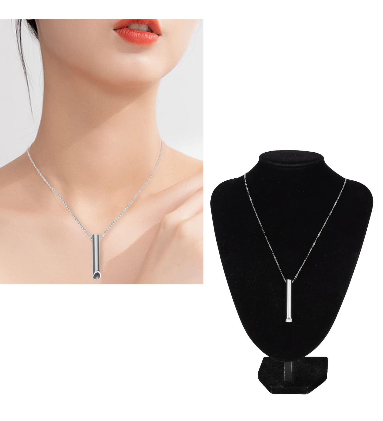 Anxiety Collar - Stainless Steel Stress Relief Whistle for Panic Attack & Anxiety Relief | Silver - Buy Online on GoSupps.com