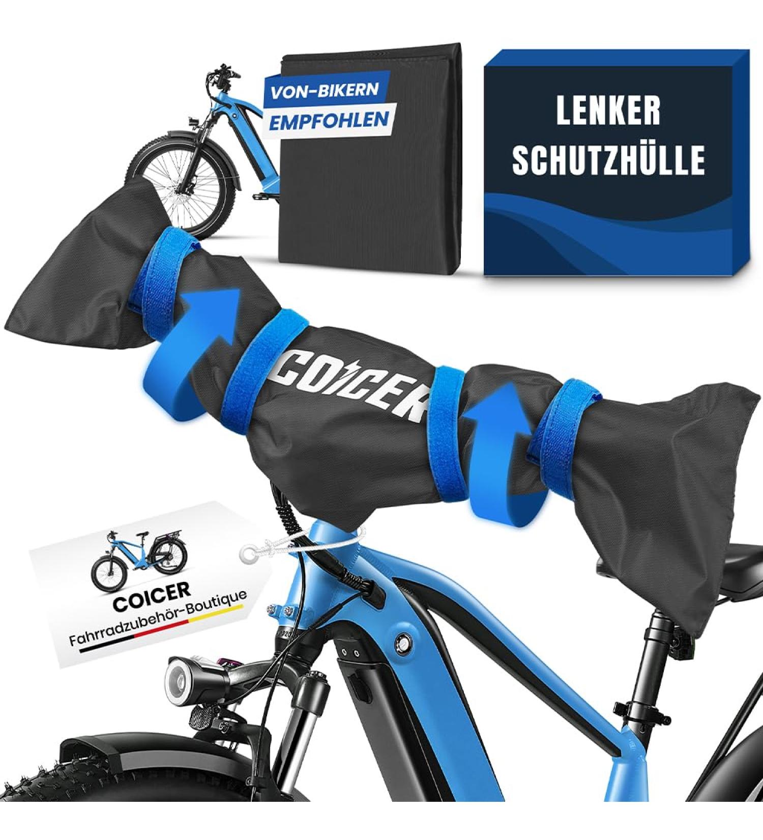 Coicer Handlebar Protection Case - Waterproof & Dust-Proof eBike Cover | Bicycle Accessories for Safe Transport - Blue 1 Pack - Buy Online on GoSupps.com