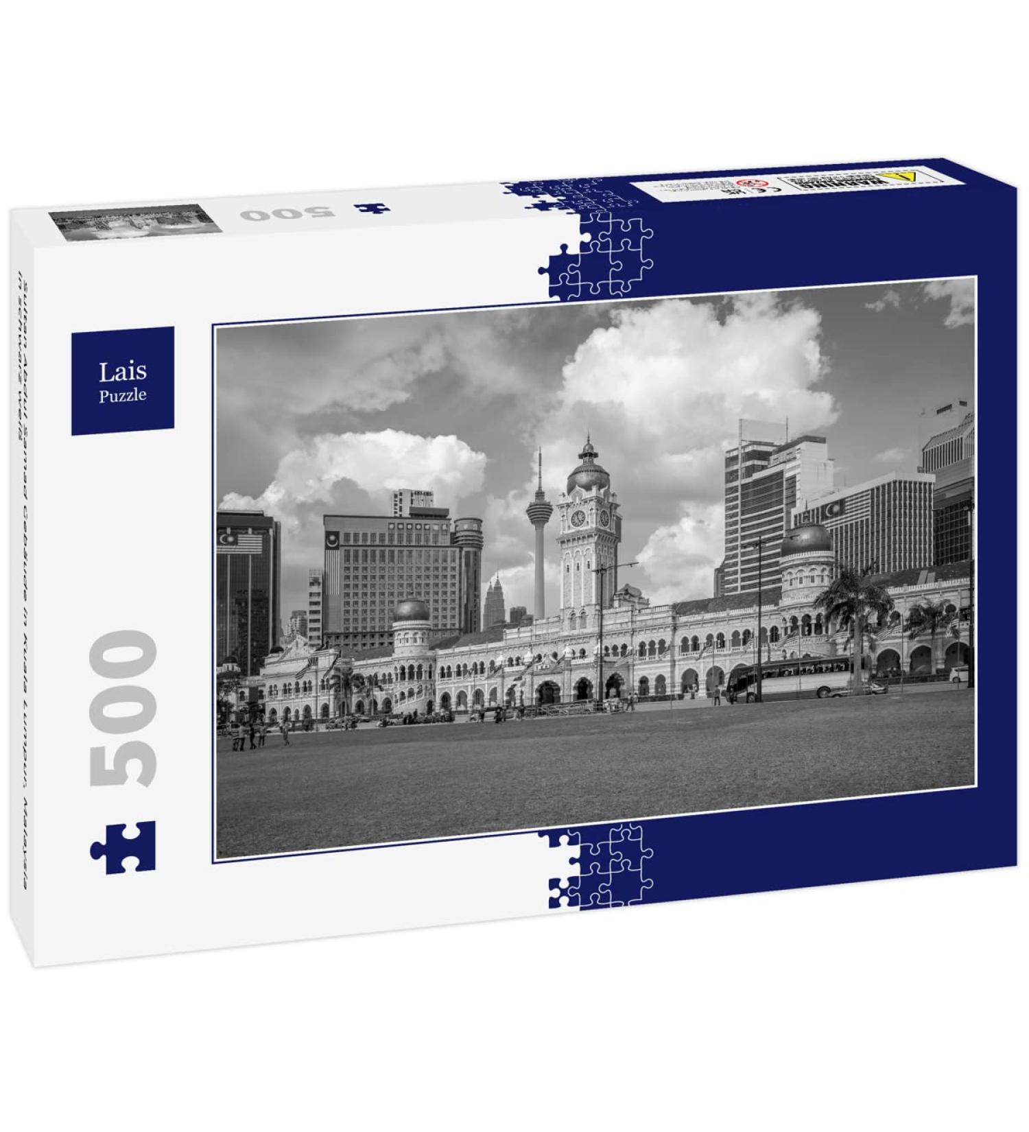 Lais Puzzle Sultan Abdul Samad Building in Kuala Lumpur Malaysia in black and white 500 pieces - Buy Online on GoSupps.com