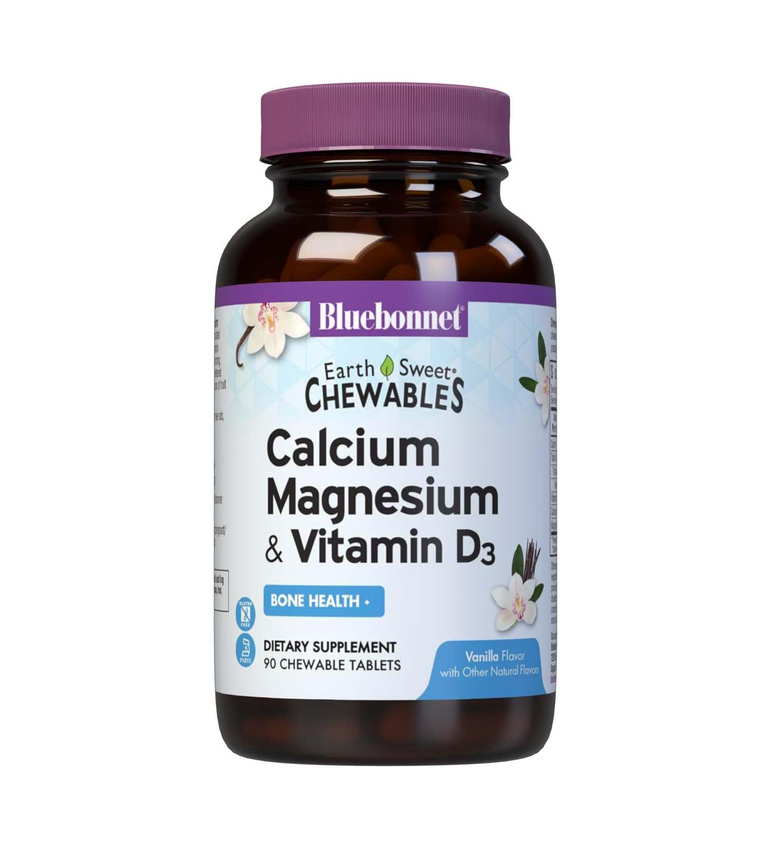 Bluebonnet Nutrition Calcium Magnesium + Vitamin D3 Earthsweet Chewables - 90 Vanilla Tablets - Buy Online on GoSupps.com