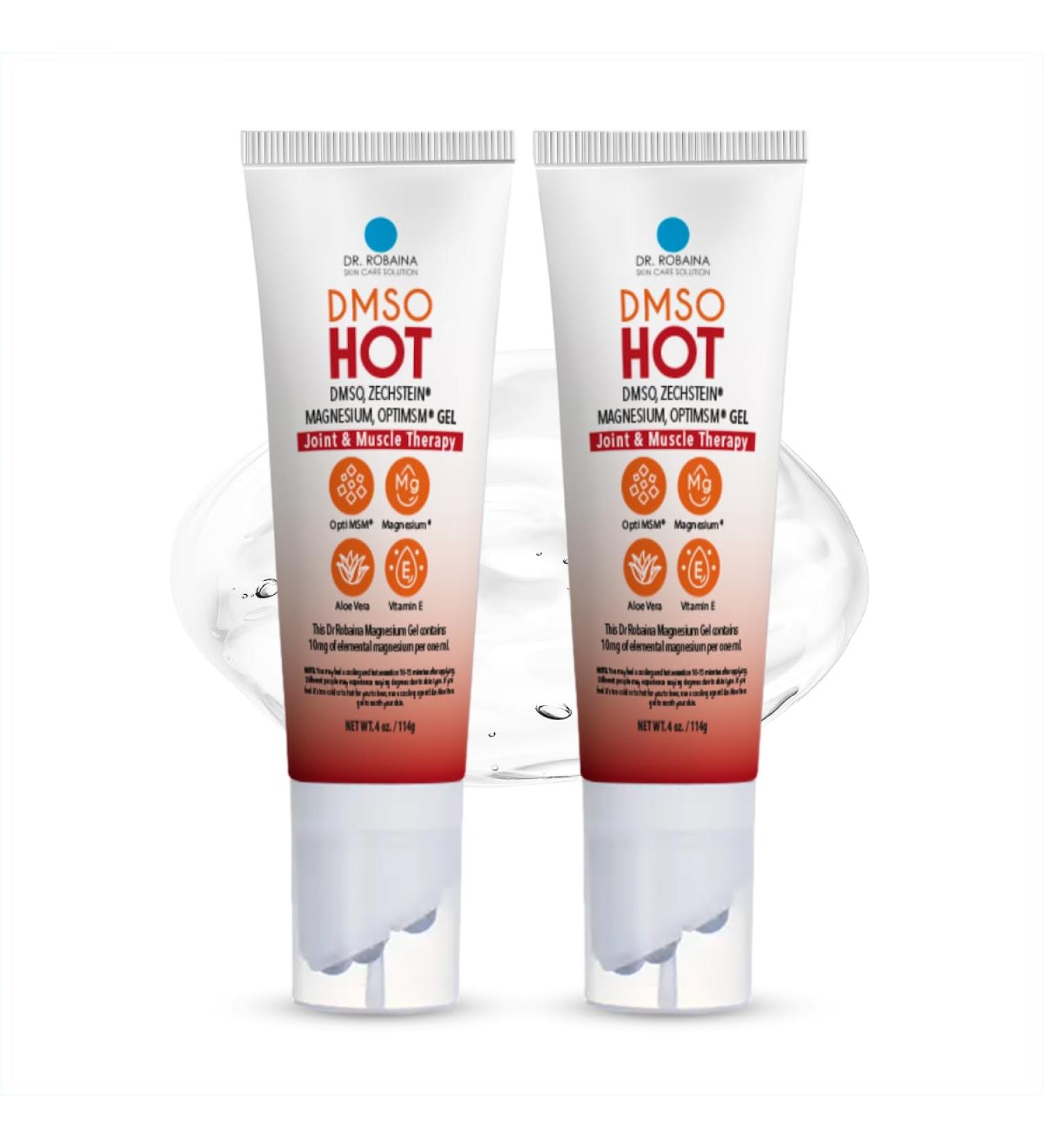 Dr. Robaina DMSO Hot Gel Roll-On - Effective Muscle Therapy and Skin Nourishment | 99.9% Pure Pharmaceutical Grade with Arnica Magnesium Aloe Vera Vitamin E | Made in the USA 2 Fl Oz (Pack of 2)