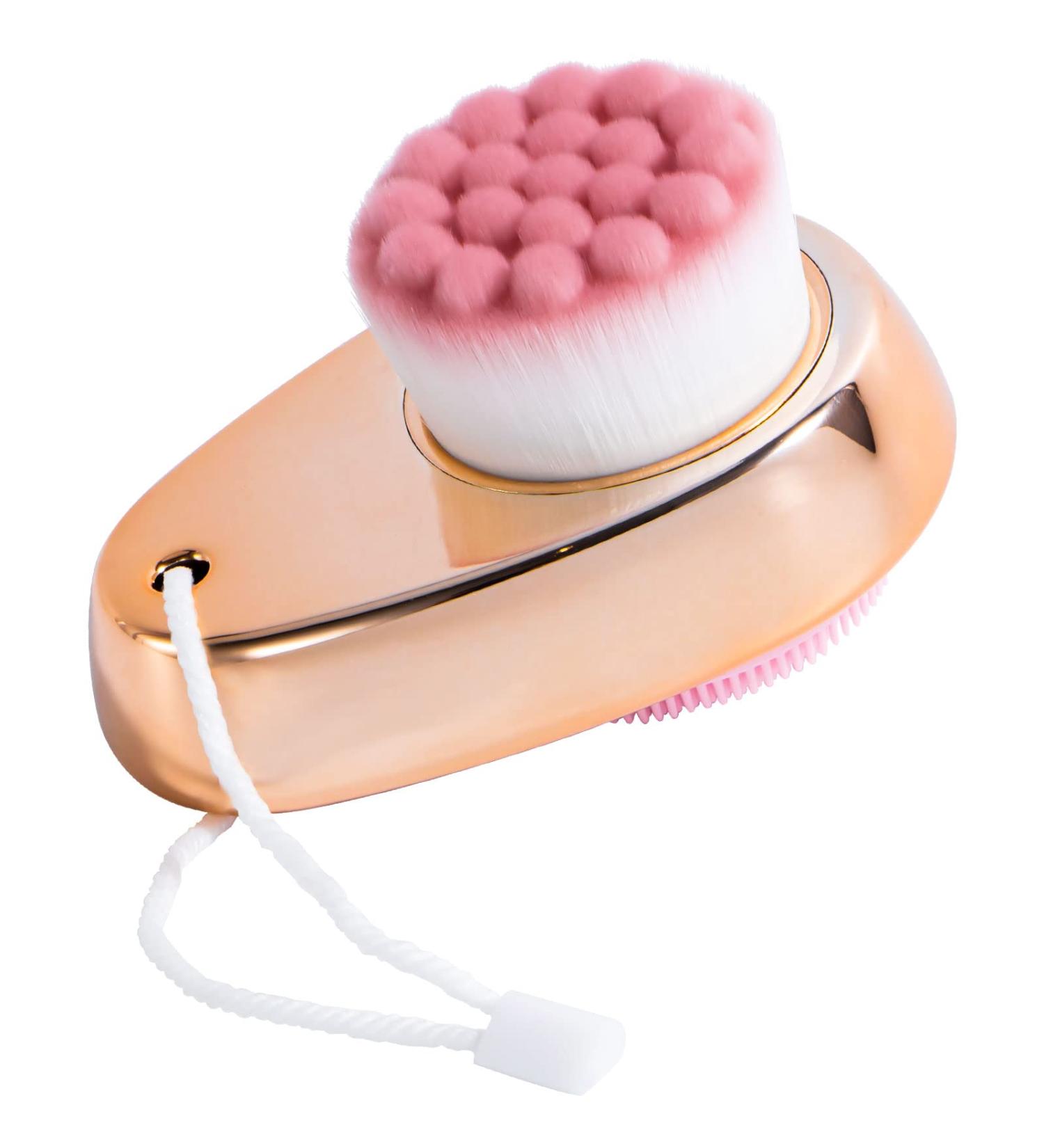 Beomeen 2 in 1 Facial Cleansing Exfoliating Brush - Ultra Fine Soft Bristles for Pore Deep Cleansing - Double Side Face Wash Scrub Brush - Gold - Buy Online on GoSupps.com