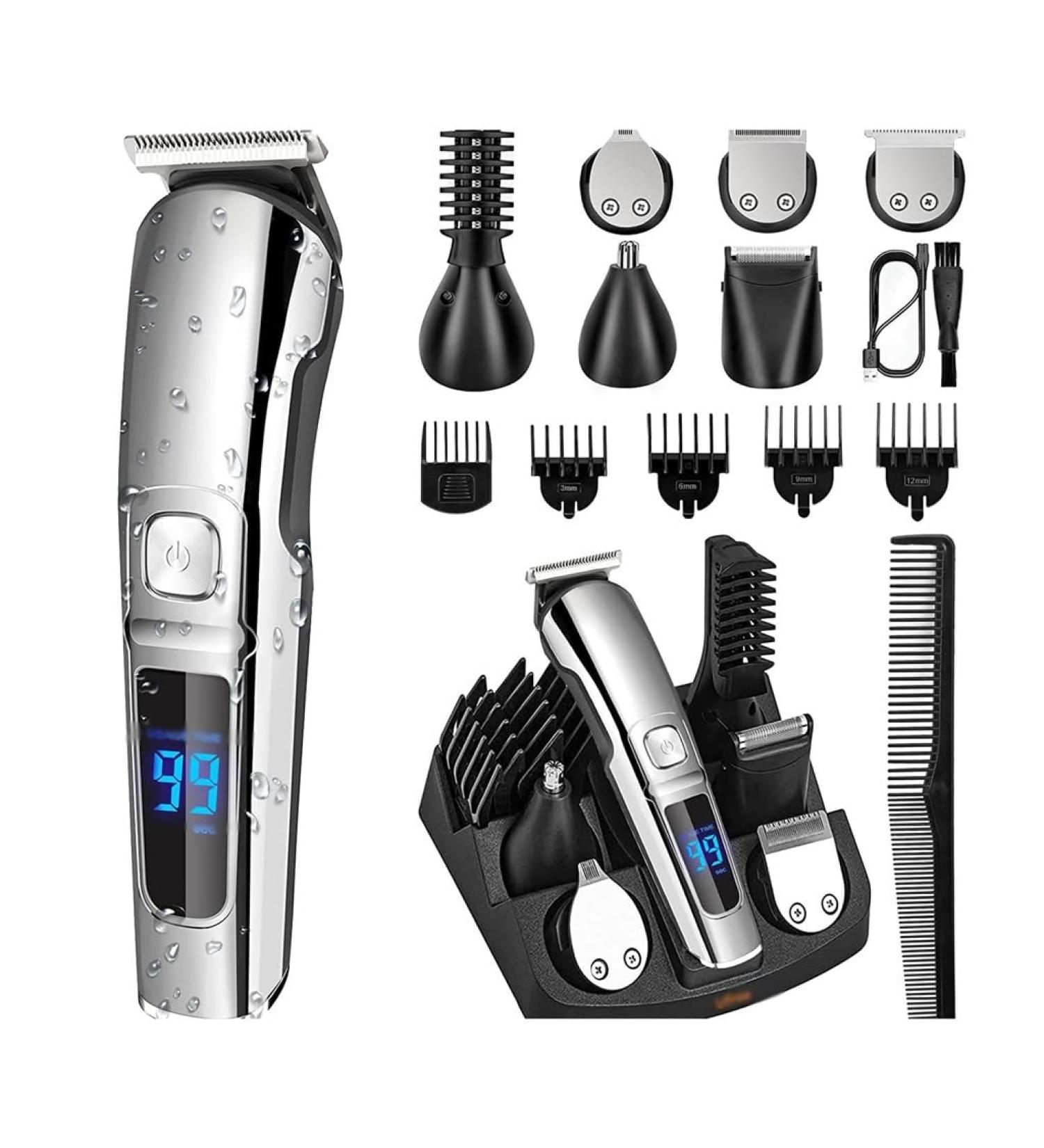 Multi-Functional Intelligent Hair Clipper Set - Digital Display Electric Shaver for Home Use - 160mm Gray | International Shipping Available - Buy Online on GoSupps.com