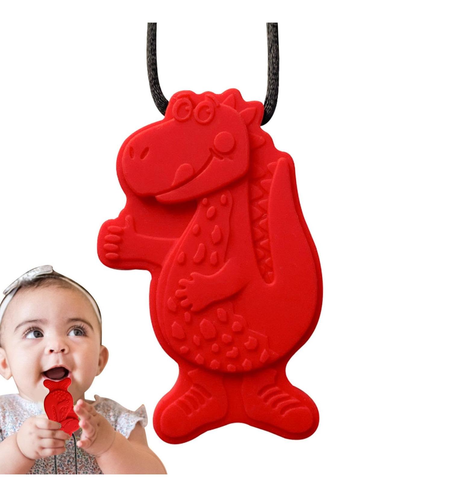 Buy Cute Dinosaur Sensory Chewing Chains | Portable Silicone Bite Chain for Kids | Red Oral Engine Chewing Toy - Buy Online on GoSupps.com