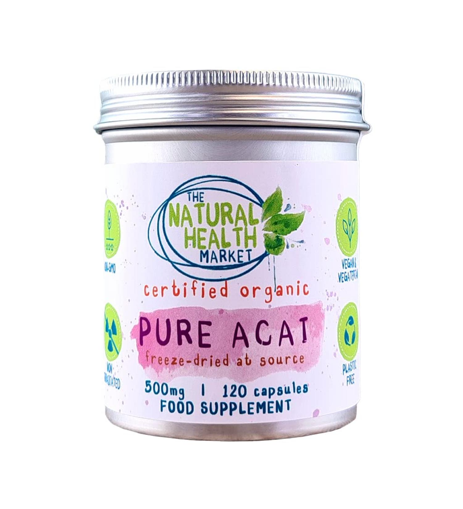 Certified Organic Acai Berry 500mg Capsules (120 ct) - Vegan, Soil Association Certified - The Natural Health Market - Buy Online on GoSupps.com
