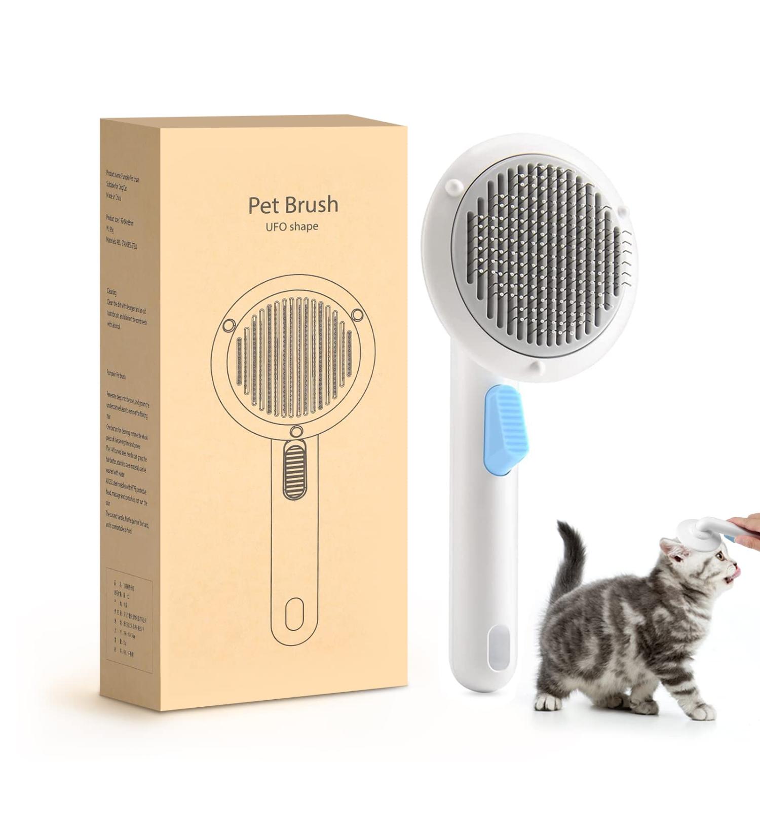 Self Cleaning Slicker Dog Brush for Shedding & Tangles - Ideal for Long & Short Haired Dogs & Cats - Grooming Tool for Indoor Pets - Buy Online on GoSupps.com