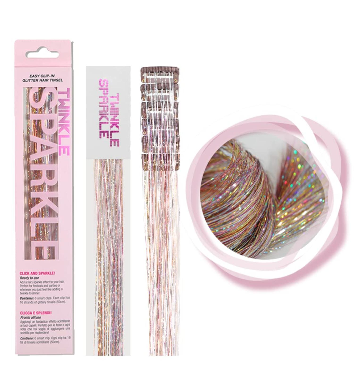 6 Pcs Clip in Hair Tinsel Kit - Galaxy Glitter Tinsel Extensions 19.6 Inch - Heat Resistant Fairy Sparkle Strands - Perfect for Festivals, Parties - Women, Girls, Kids - Buy Online on GoSupps.com