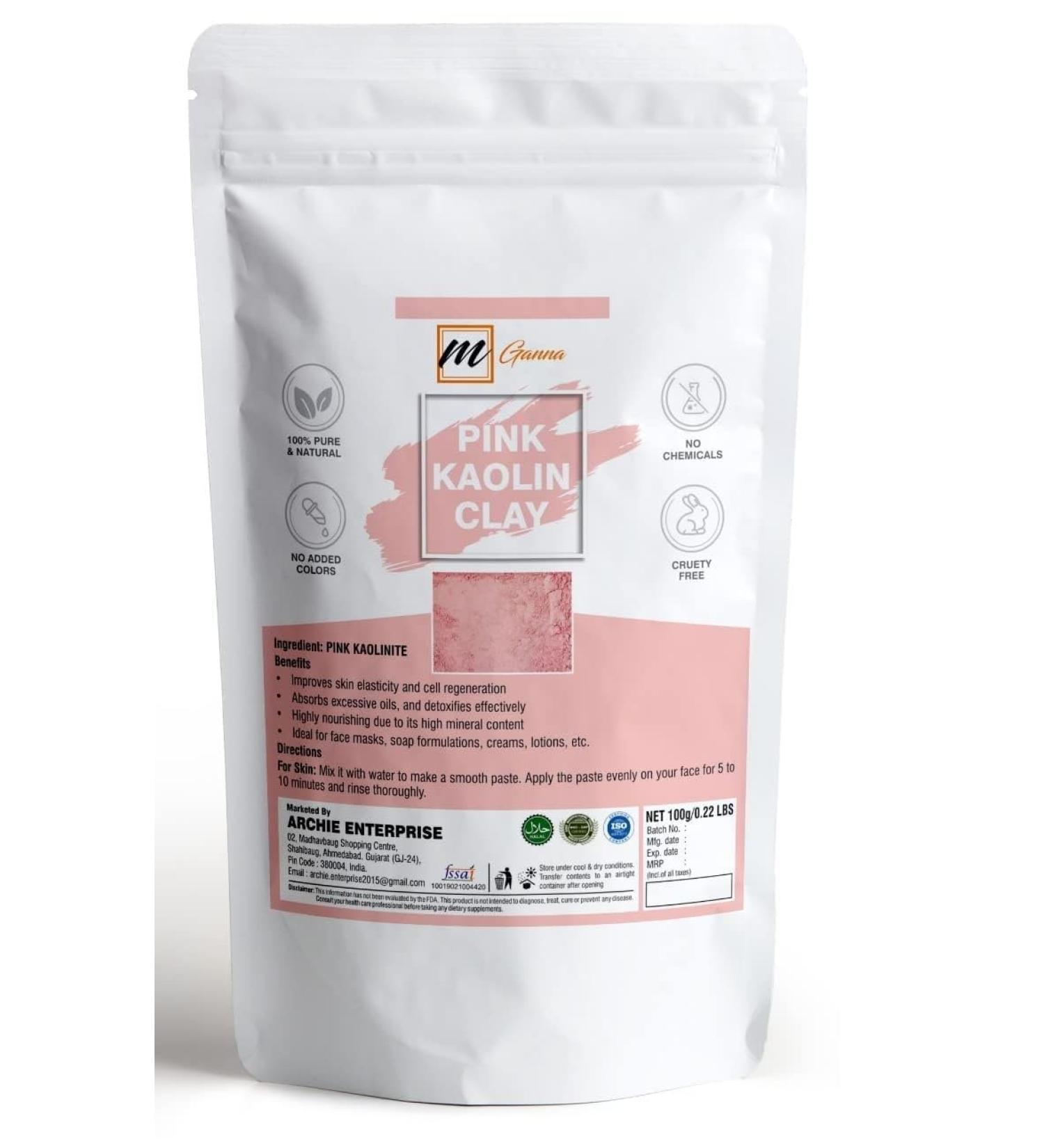 mGanna 100% Natural Rose Clay/Pink Kaolin Clay Powder 908 g / 2 lbs for Skin Tightening Facial Masks Creams Face Masks and Soap Making - Buy Online on GoSupps.com