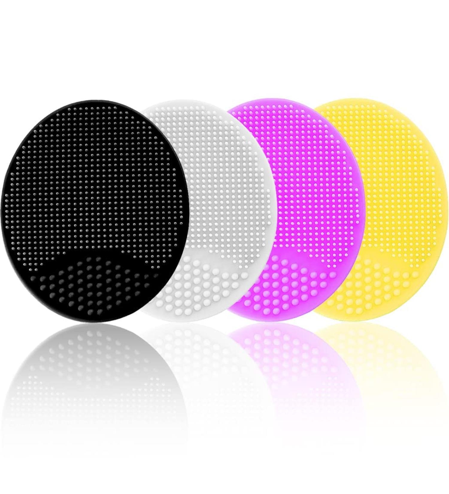 Baby Cradle Cap Brush Baby Bath Brush Silicone Scrubbers Exfoliator Brush | The SkinSoother Baby Essential for Dry Skin Cradle Cap and Eczema (Small - Black&White&Yellow&Purple)