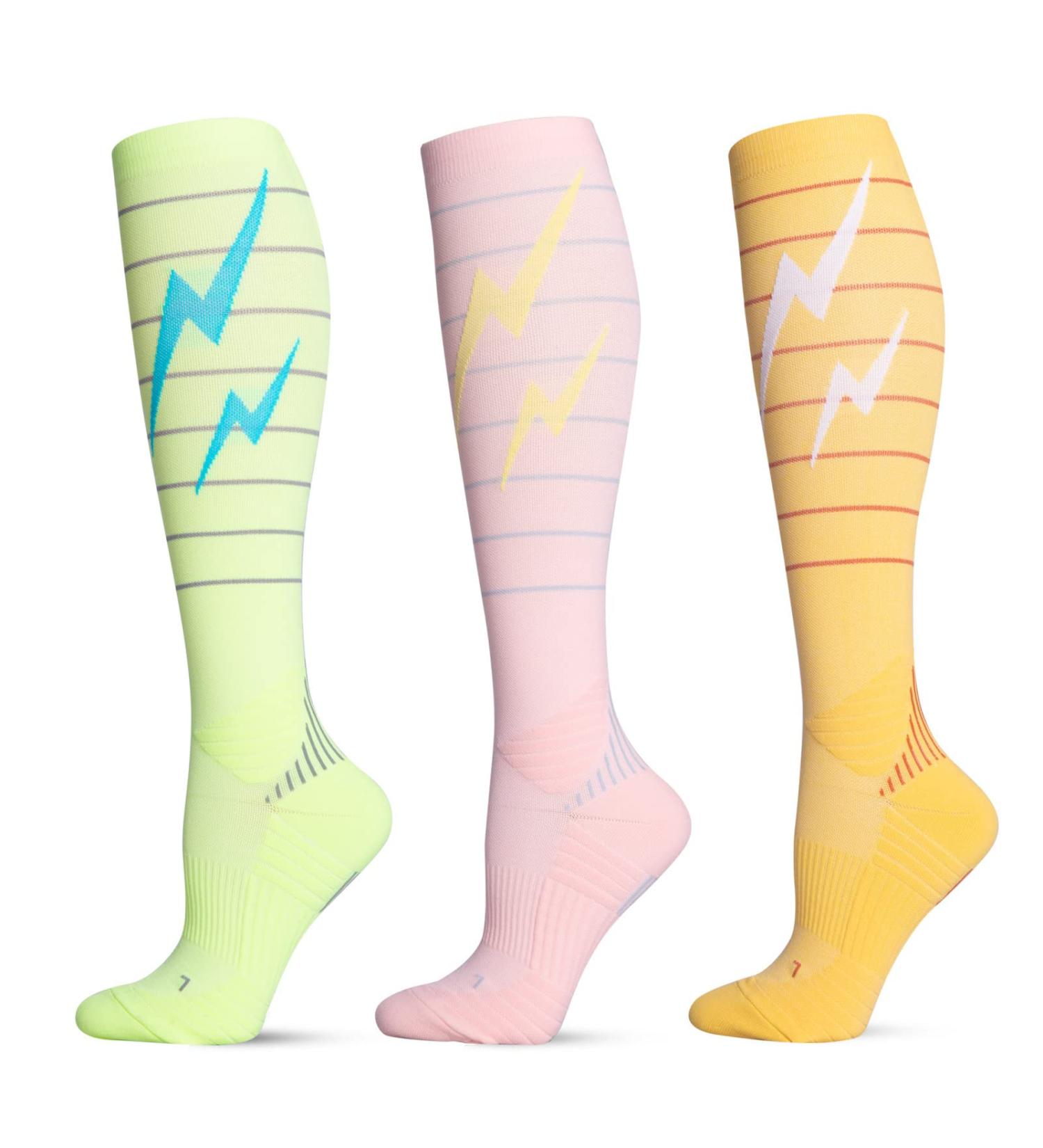 DOCEN Long Tube Compression Socks for Running | L/XL Thigh Compression Sports Socks (20-113mmHg) - Pink Color - Buy Online on GoSupps.com