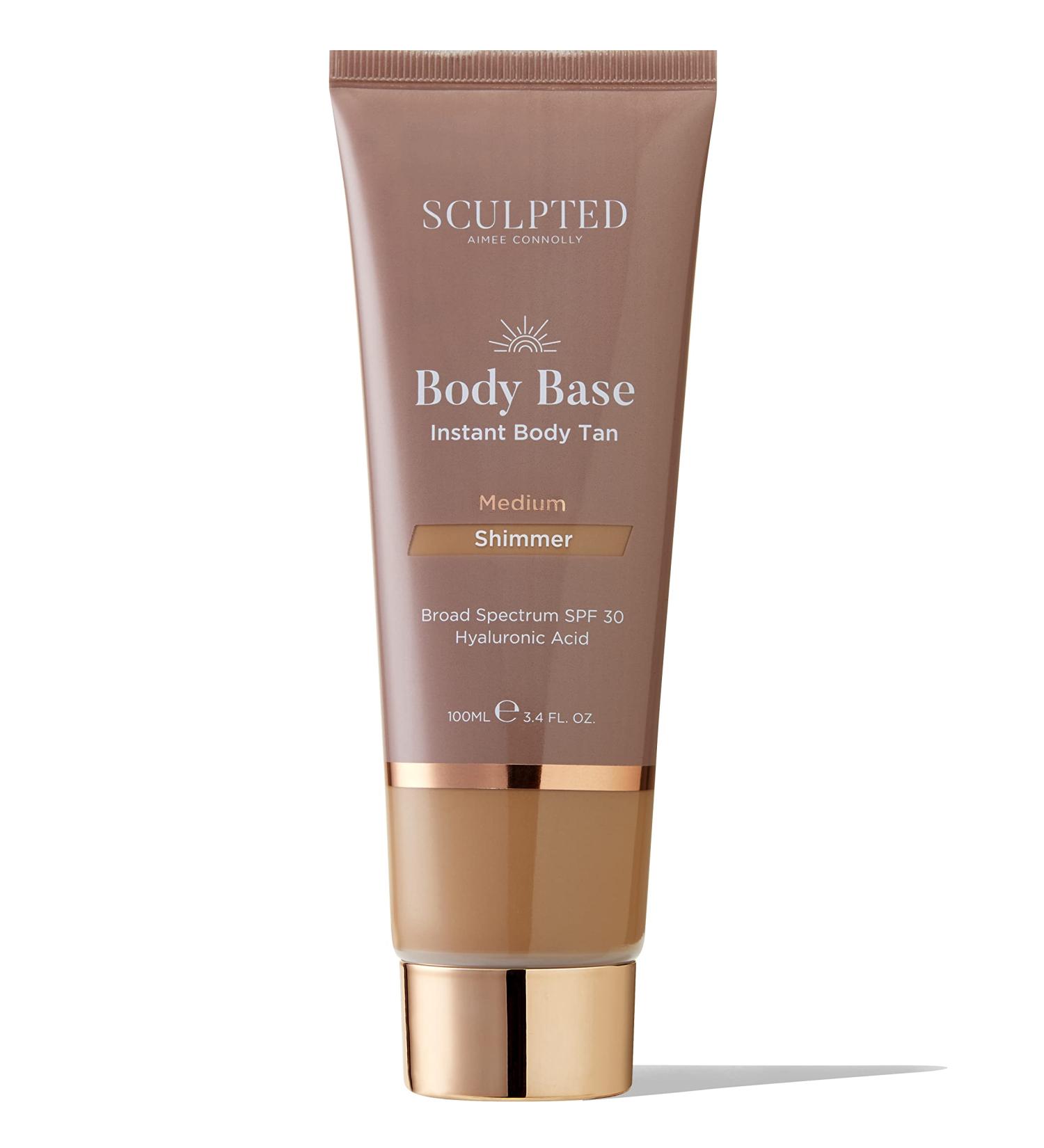 Sculpted by Aimee Body Base Instant Tan 100ml - Water-Resistant Hydrating Luminous Lotion with SPF30 - Medium Shimmer - Buy Online on GoSupps.com