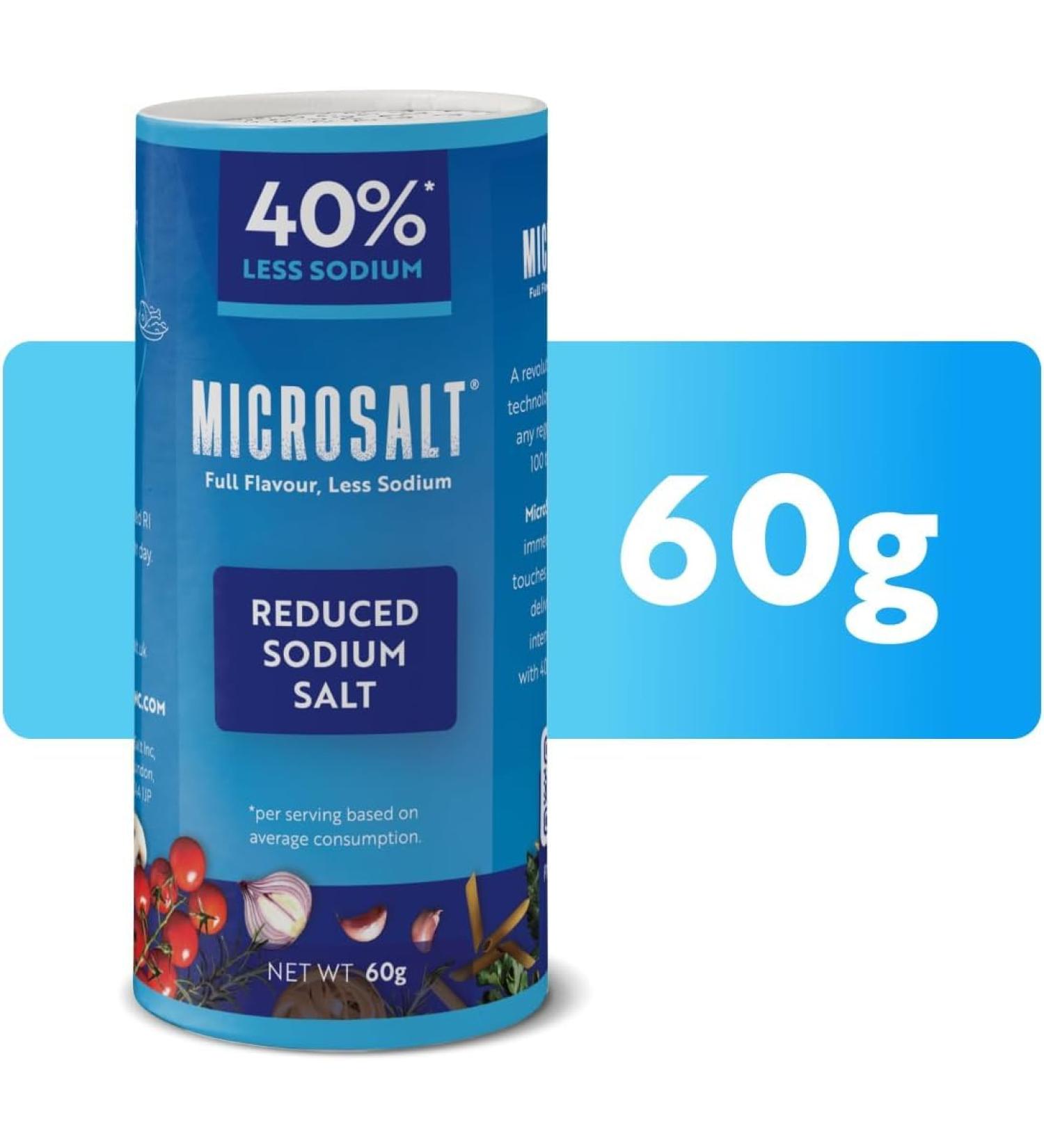 Microsalt 40% Less Sodium Salt Regular Salt Substitute Seasoning Salt for Snacks Full Flavor Less Sodium (60 g. Pack of 2) - Buy Online on GoSupps.com