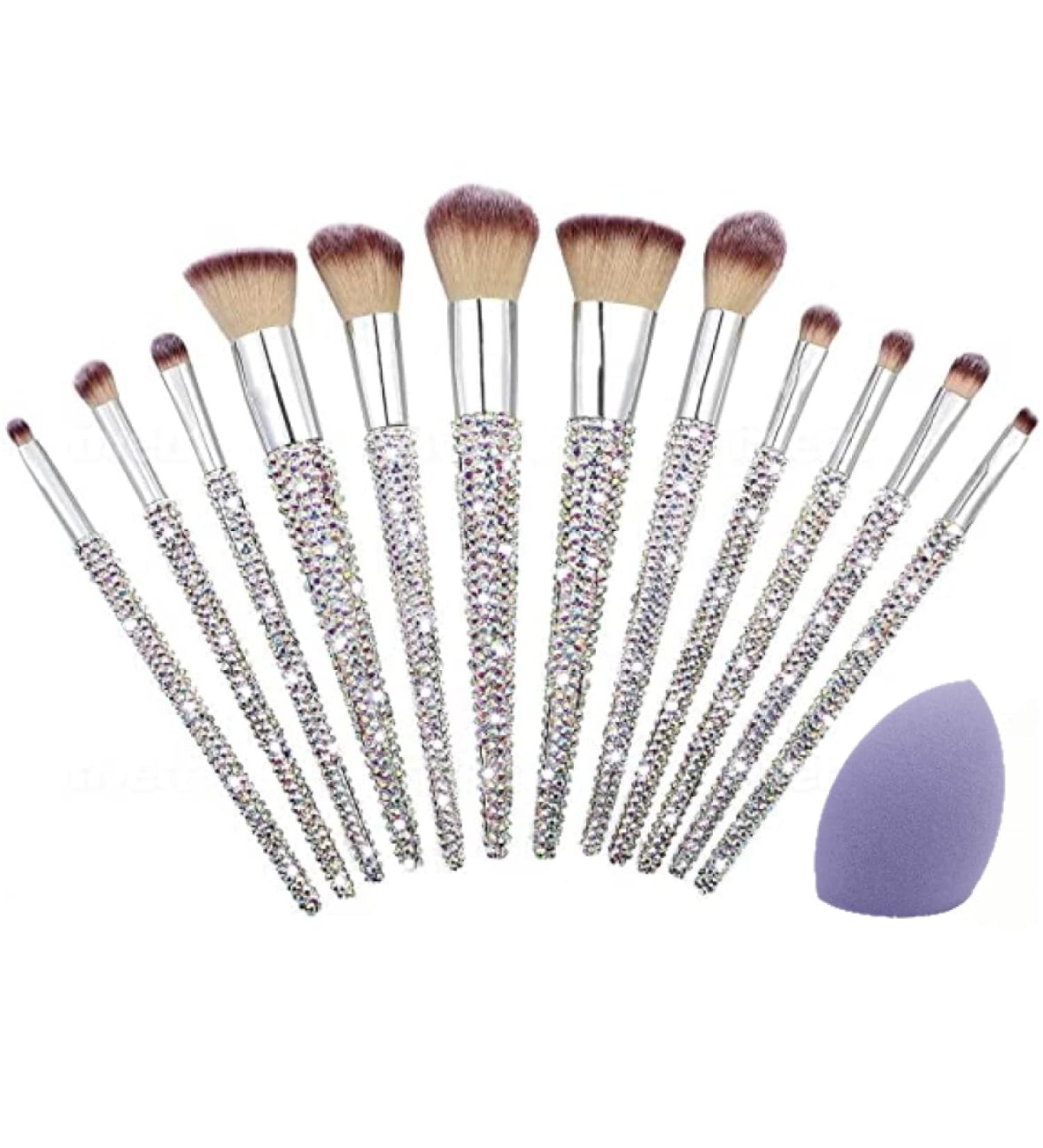 Shop Diamond Crystal Rhinestone Makeup Brush Set - 13PC Bling Glitter Brushes & Gift Box - Perfect for Flawless Makeup - Buy Online on GoSupps.com