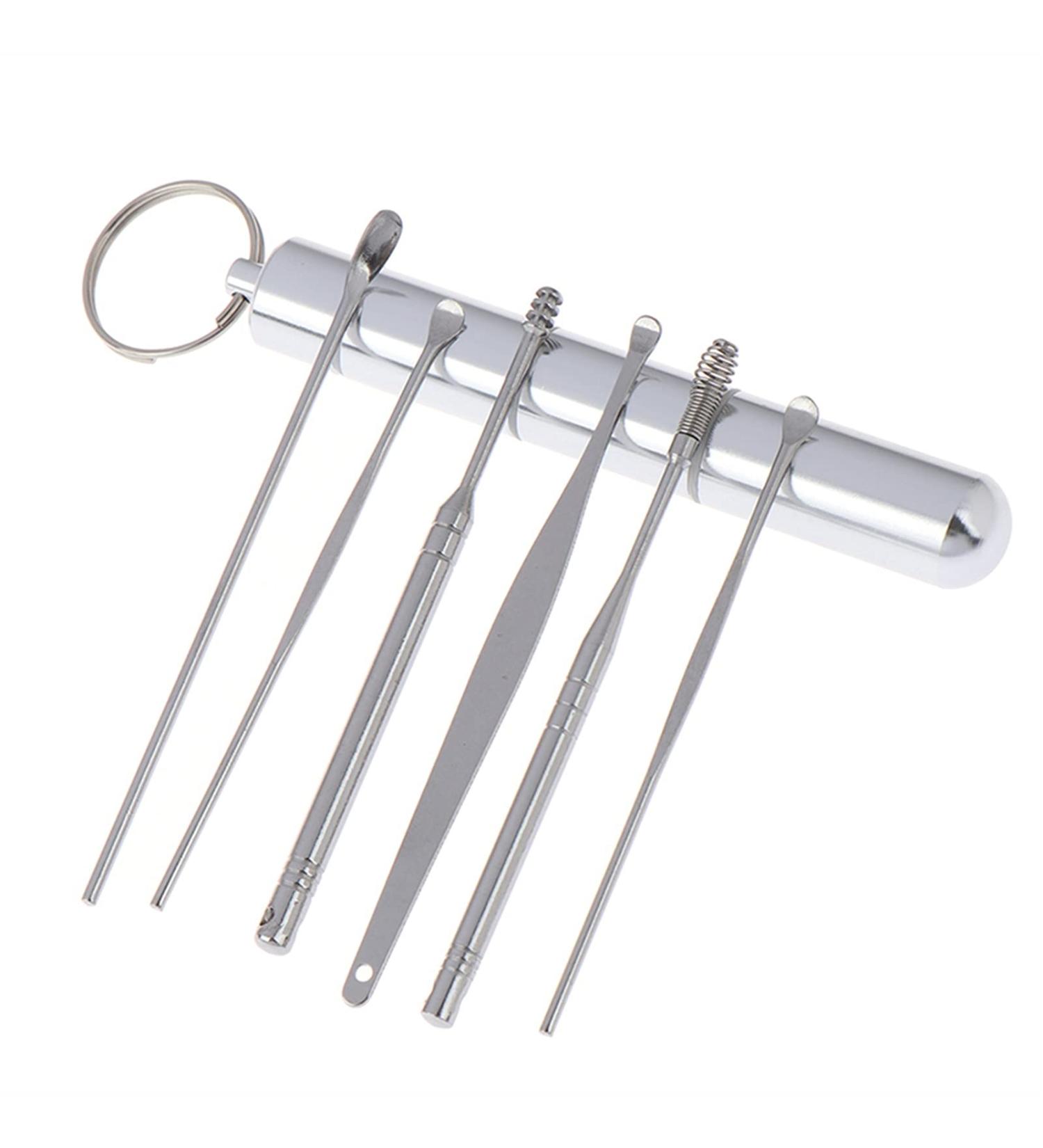 2Sets Stainless Steel Spiral Ear Pick Spoon Ear Wax Removal Cleaner Multifunction Portable Ear Pick Ear Care Beauty Tools - Buy Online on GoSupps.com