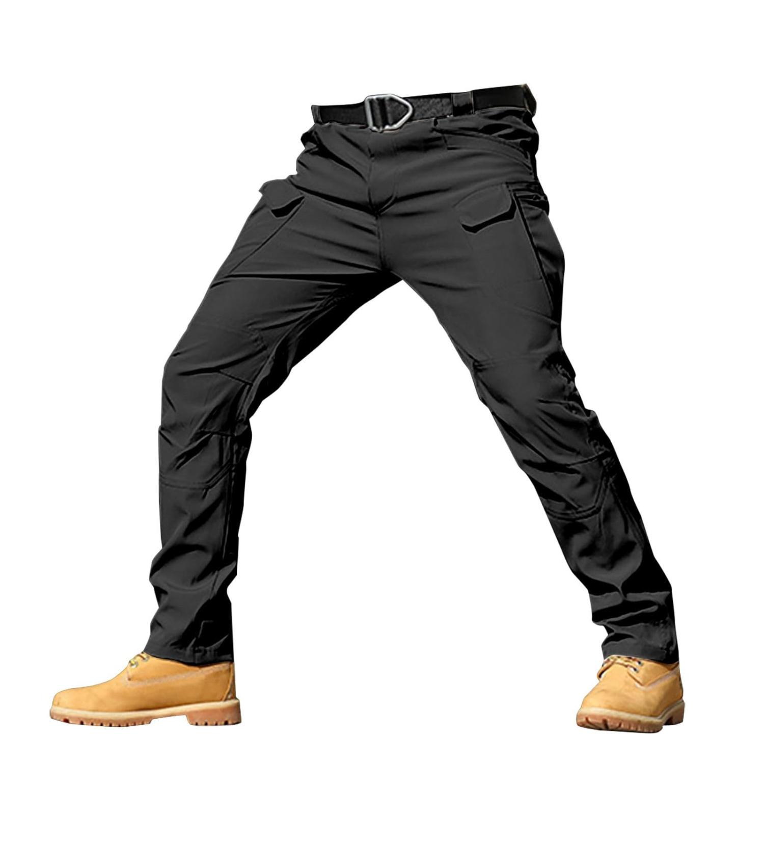 Men's Stretch Cargo Pants - Black XXL Outdoor Overalls with Large Pockets | Soft Loose Fit & Rain-Resistant Work Clothing - Buy Online on GoSupps.com