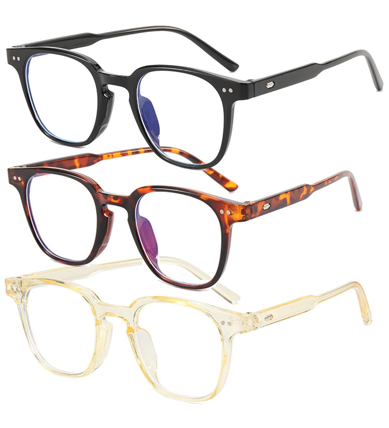 2 Pack Blue Light Blocking Glasses Anti Blue Light Gaming Glasses Retro Fashion Frame Non-Prescription Lens Anti Fatigue Headache Computer Screen Glasses for Women and Men Unisex Round Glasses A2 3pack black+flower+yellow - Buy Online on GoSupps.com