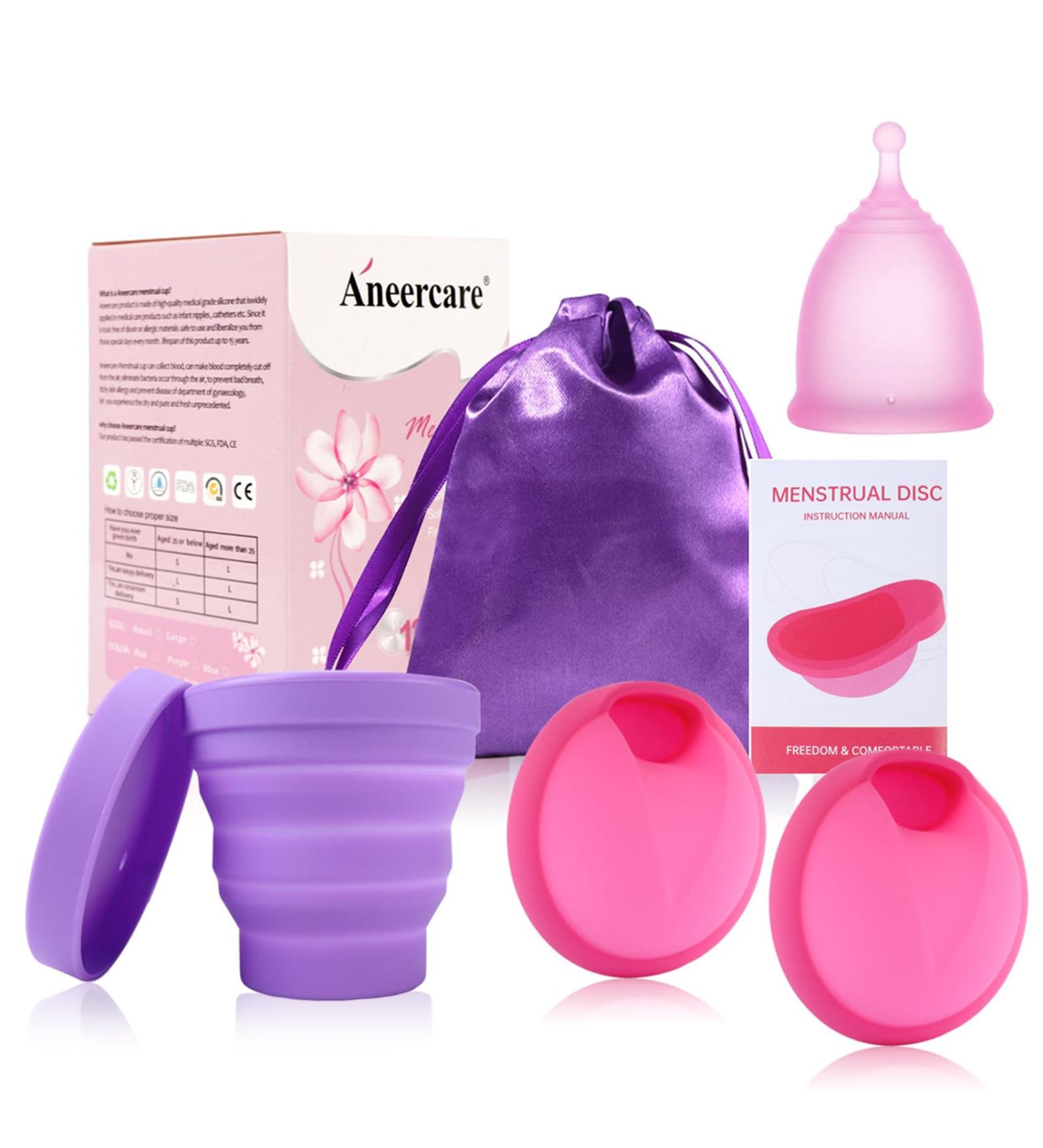 Buy Mhduyeg 3-Piece Menstrual Disc Set - Soft Menstrual Cup with Sterilization Cup & Storage Bag | International Shipping - Buy Online on GoSupps.com