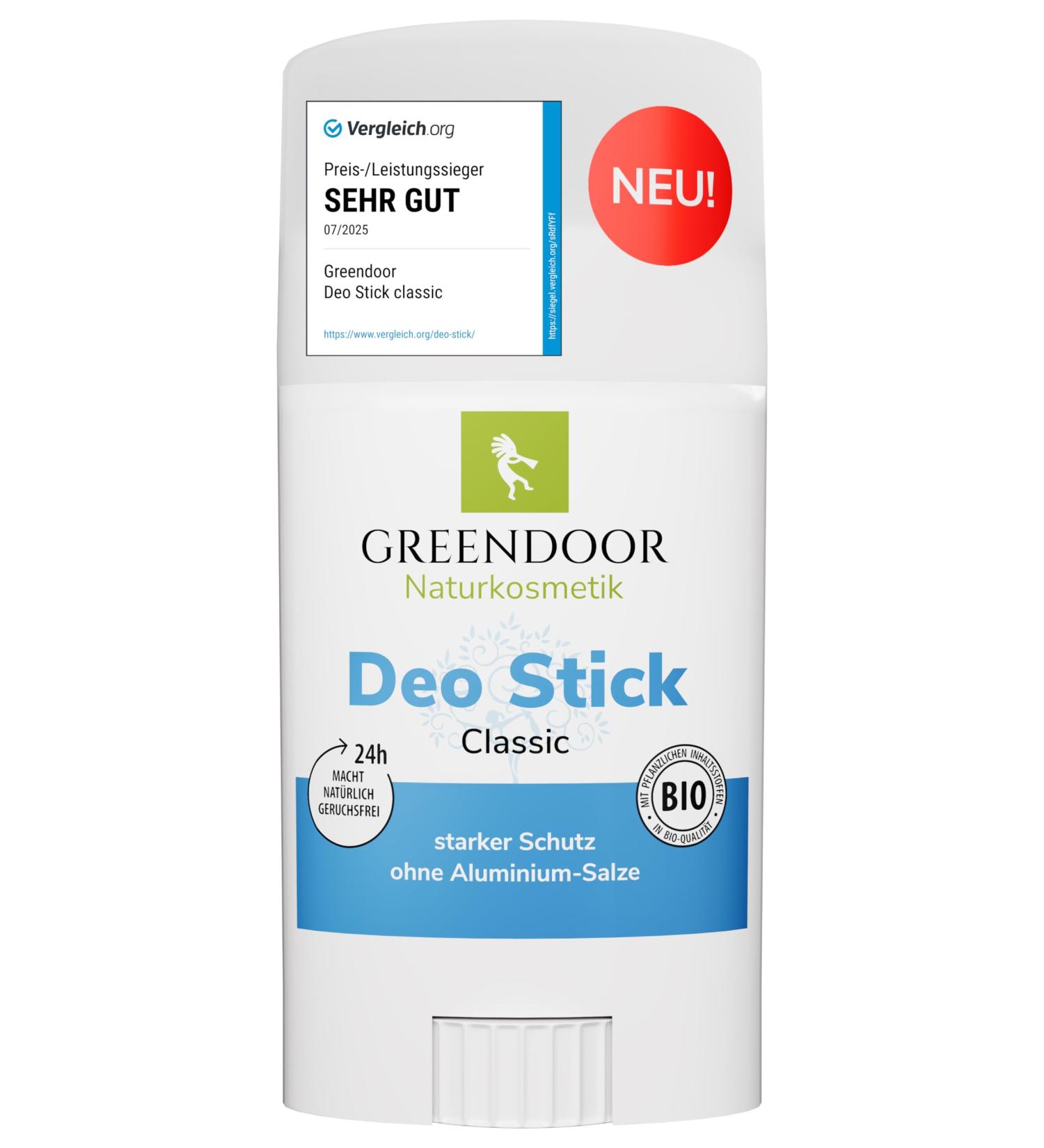  GREENDOOR GREENDOOR Classic Deodorant Stick 52 g Aluminium Free Long Powerful Protection Discreet Scent Hygienic Rotating Sleeve Unisex Deodorant - Buy Online on GoSupps.com