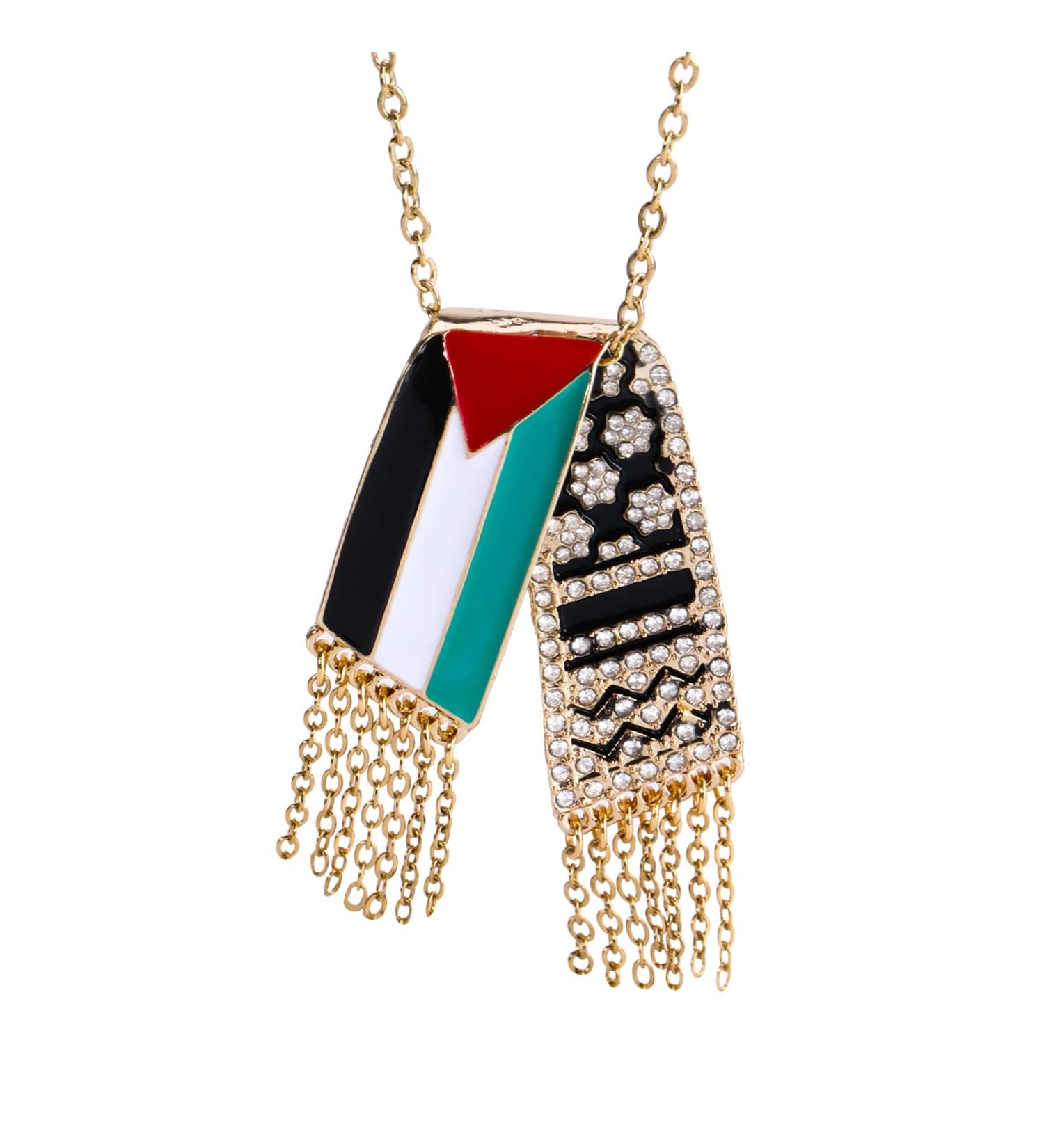 OralGos Ethnic Scarf Pendant Necklace - Adjustable Clavicle Chain Fashion Choker Jewelry for Women | International Shipping - Buy Online on GoSupps.com