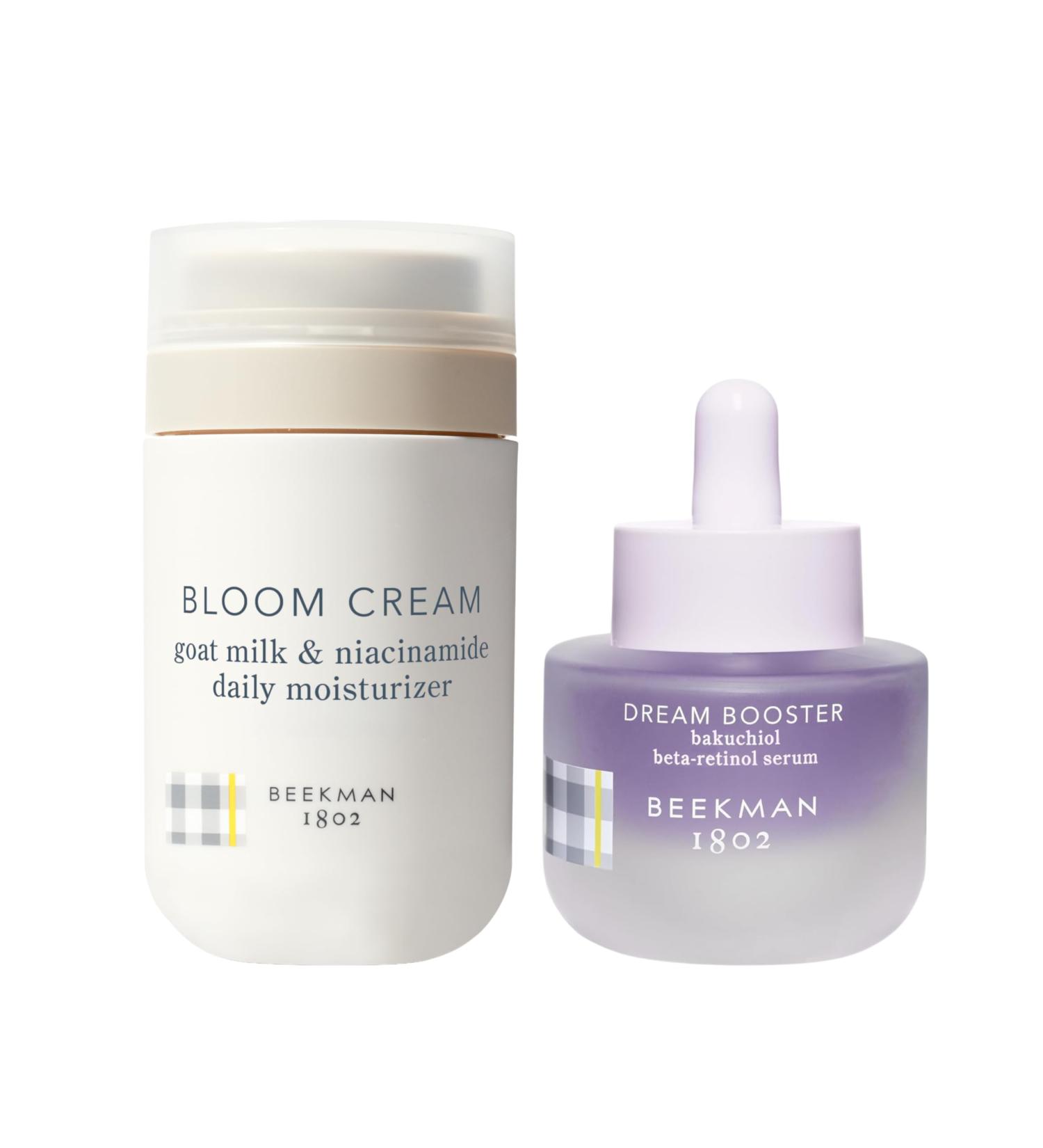 Beekman 1802 Bakuchiol Better Aging Bundle with Bloom Cream Goat Milk Moisturizer and Dream Booster Bakuchiol Serum