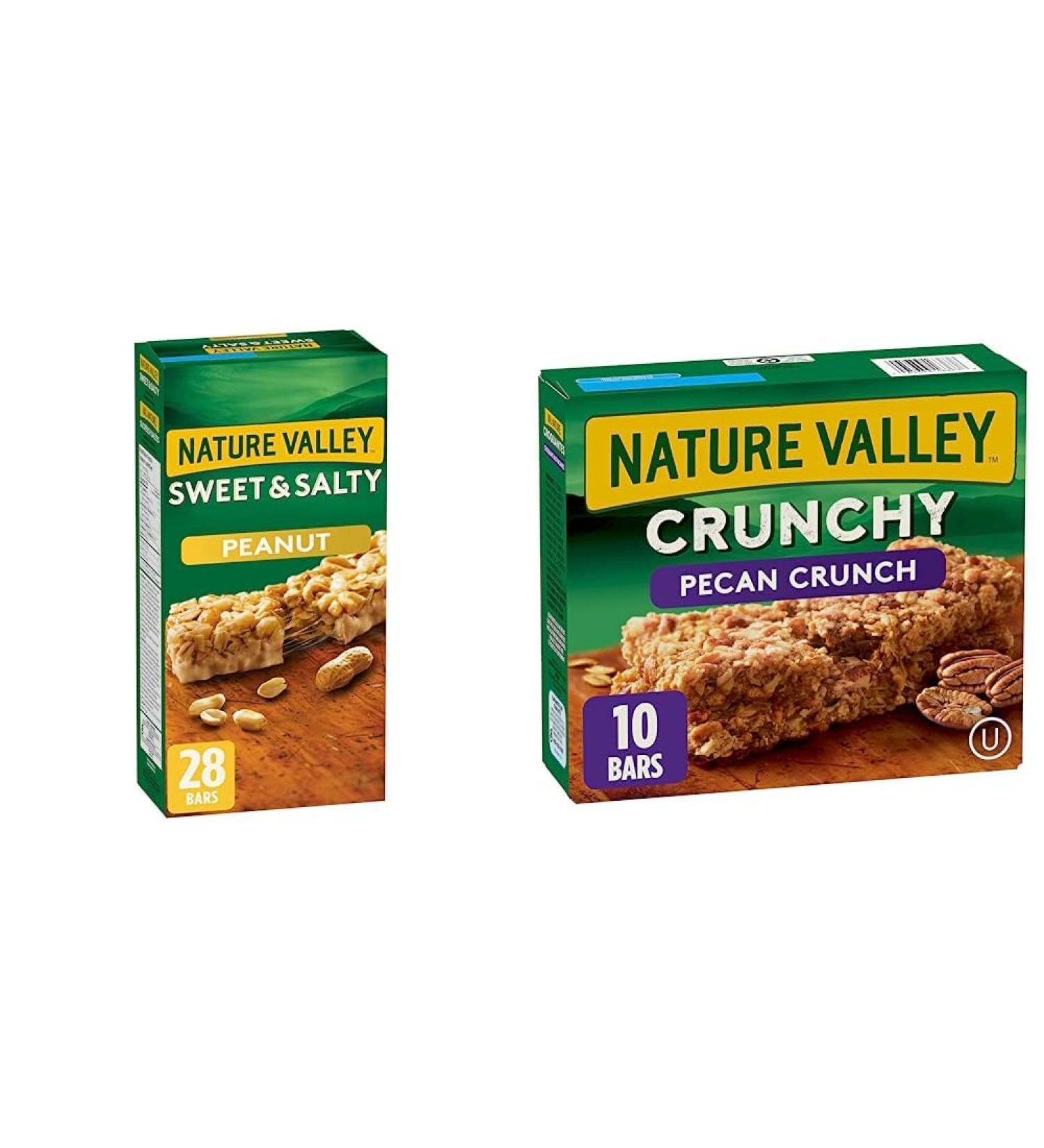 NATURE VALLEY - VALUE PACK - Sweet and Salty Peanut Chewy Nut Granola Bars 28 Bars 980 grams & Crunchy Granola Bars Pecan Crunch 10 Count - Buy Online on GoSupps.com