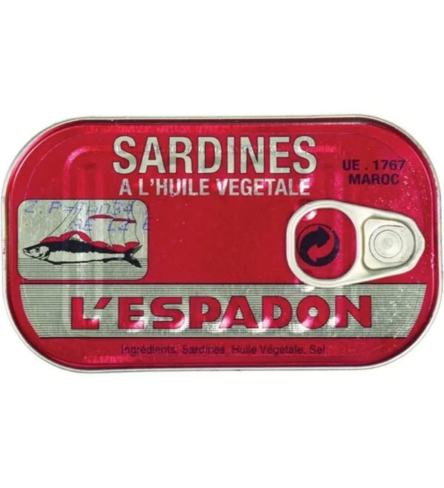 L Espadon Sardines in Vegetable Oil 50 x 125g