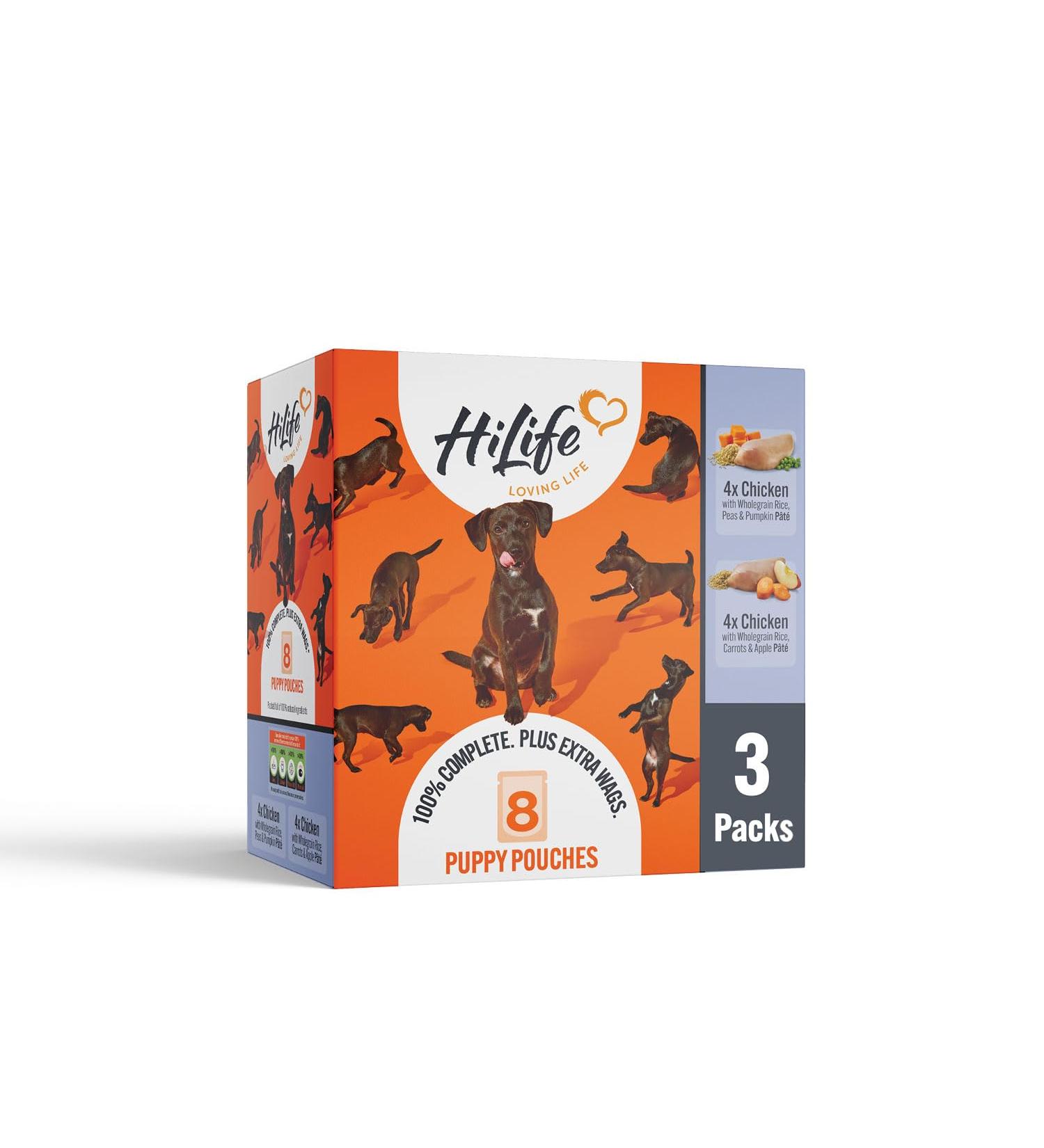 HiLife Puppy Wet Dog Food Mixed Chicken Recipes Complete Puppy Wet Food Pouches 100% Natural ingredients Tender Chicken with Wholegrain Rice & Vegetables (24 x 150g Pouches) Chicken 24 x Mixed Chicken - Buy Online on GoSupps.com