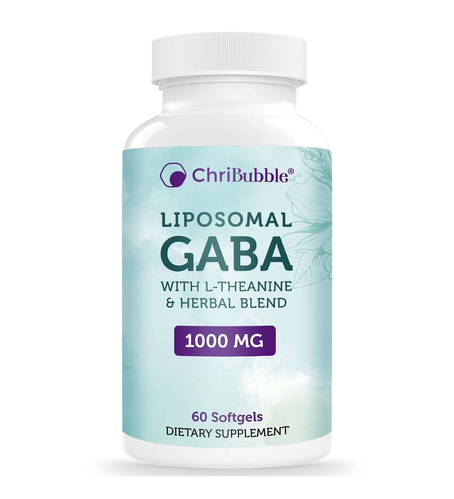 Liposomal GABA 1000mg with L-Theanine 200mg & Ashwagandha - 60 Softgels Herbal Supplement for Adults - Non-GMO, Gluten-Free - Buy Online on GoSupps.com