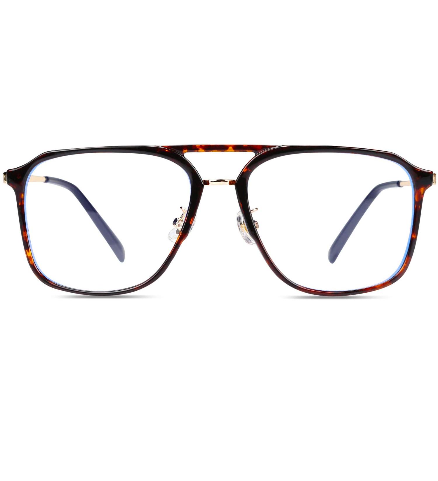 Buy DUCO Retro Square Aviator Blue Light Glasses for Men | Oversized 70s Vintage Double Bridge Blue Ray Blocking Eyewear - Perfect for Computer Use - Buy Online on GoSupps.com