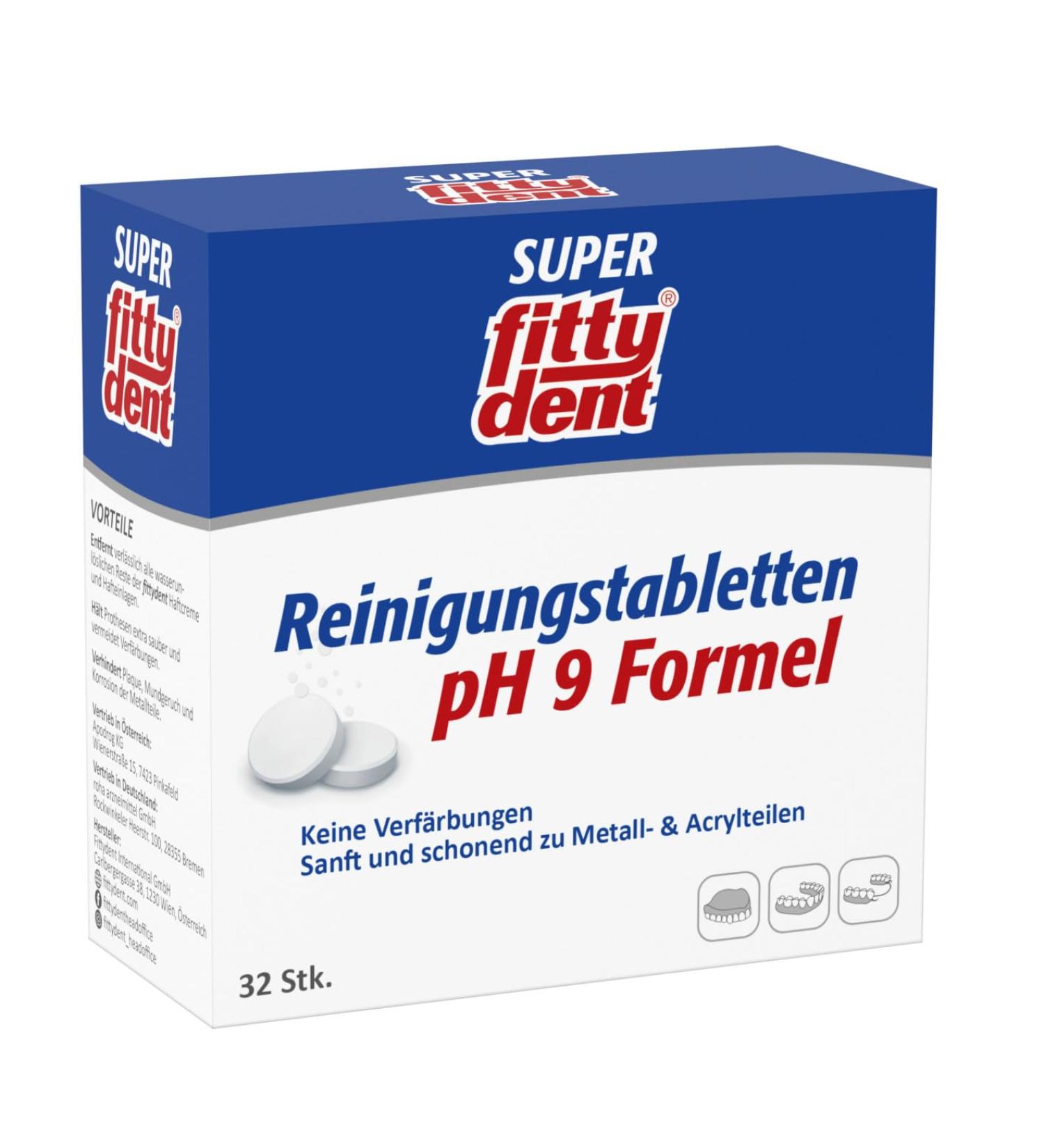 Buy 4 x Fittydent Cleaning Tablets (32 pcs) - PH9 Care Formula for Discoloration Prevention | International Shipping Available - Buy Online on GoSupps.com