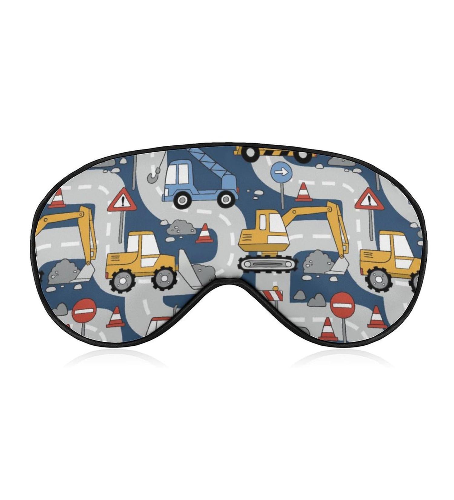 Drawn Construction Trucks Sleeping Mask | Soft Eye Mask with Adjustable Strap | Light-Blocking Blindfold for Men Women Boys & Girls - Buy Online on GoSupps.com