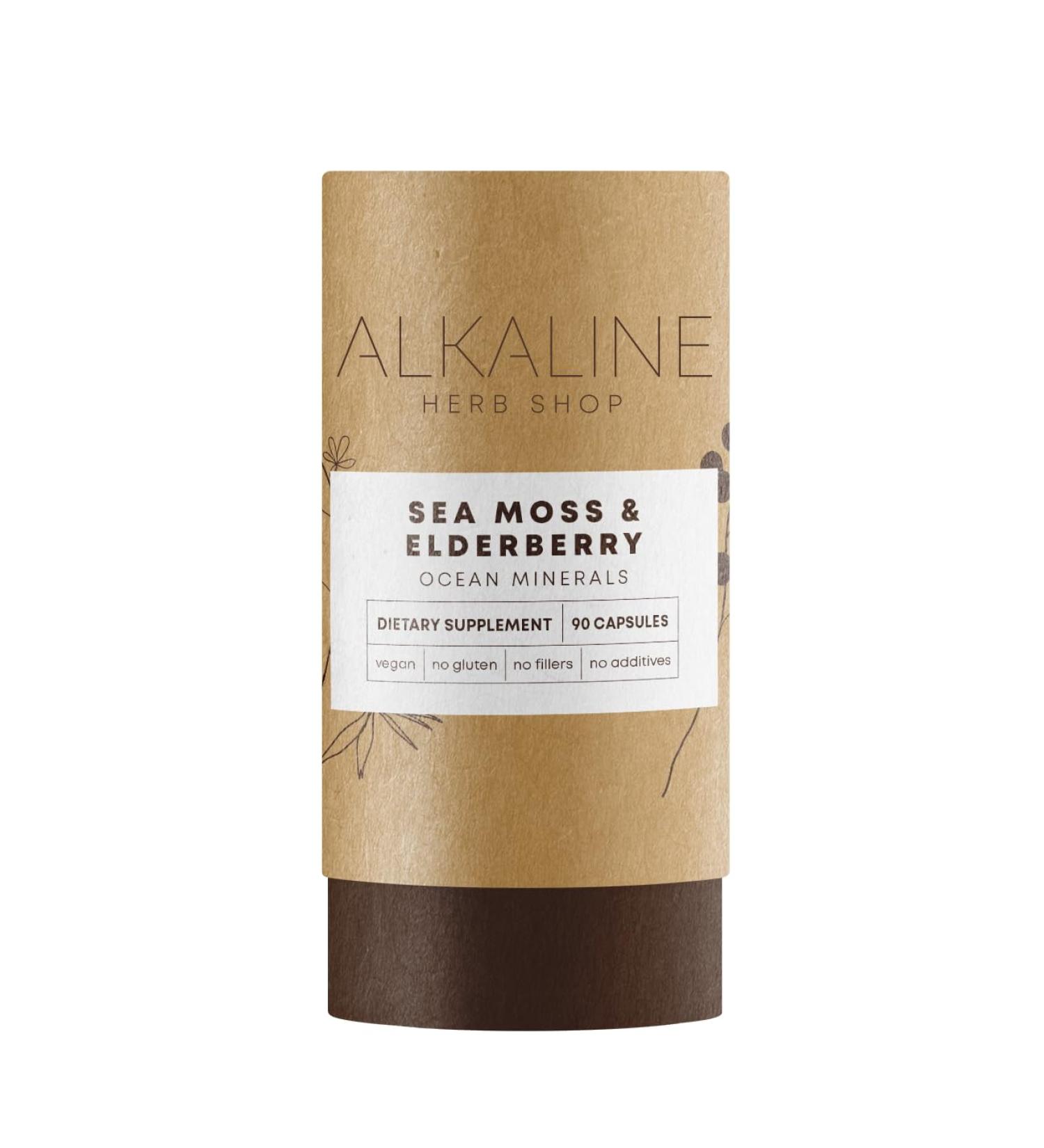 Alkaline Herb Store Sea Moss and Elderberry Supplement 90 Capsules