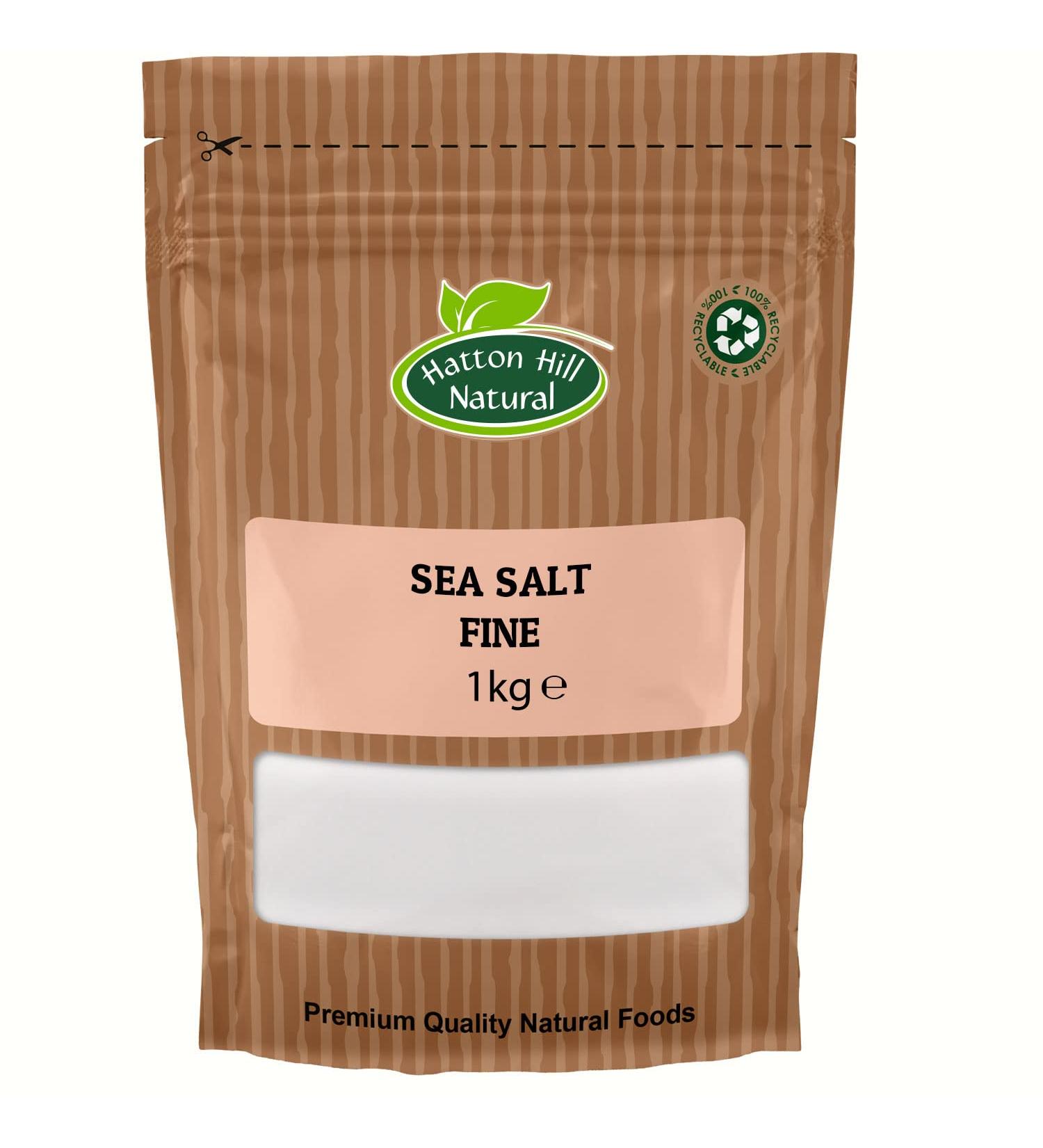 Natural Sea Salt (Fine) 1kg - Unrefined No Additives No Anti Caking Agents by Hatton Hill