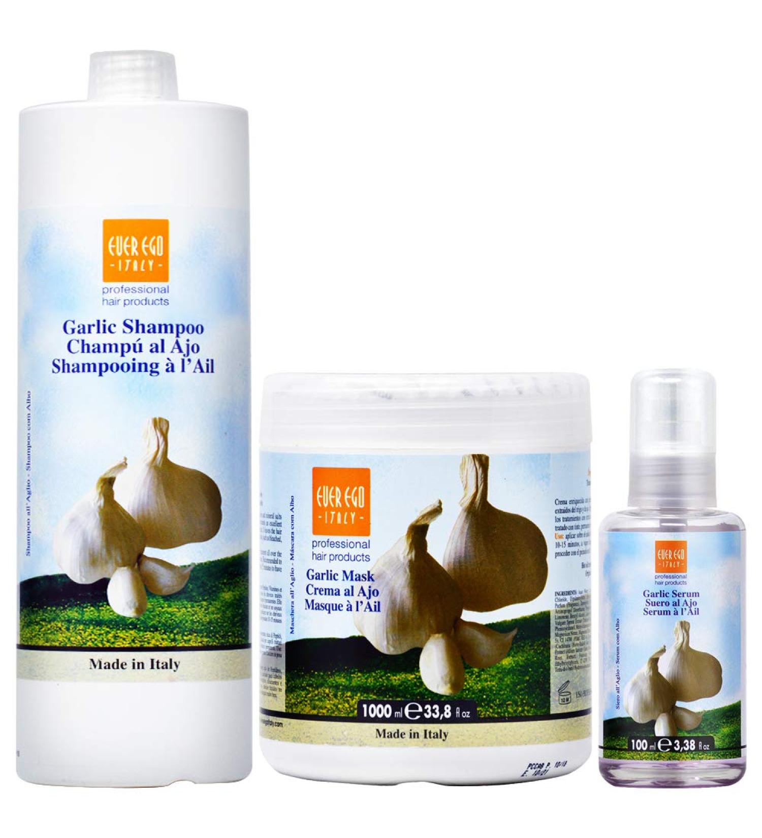 Ever Ego Italy Impac Ego Garlic (Shampoo + Mask 33.8oz + Serum 3.38oz)