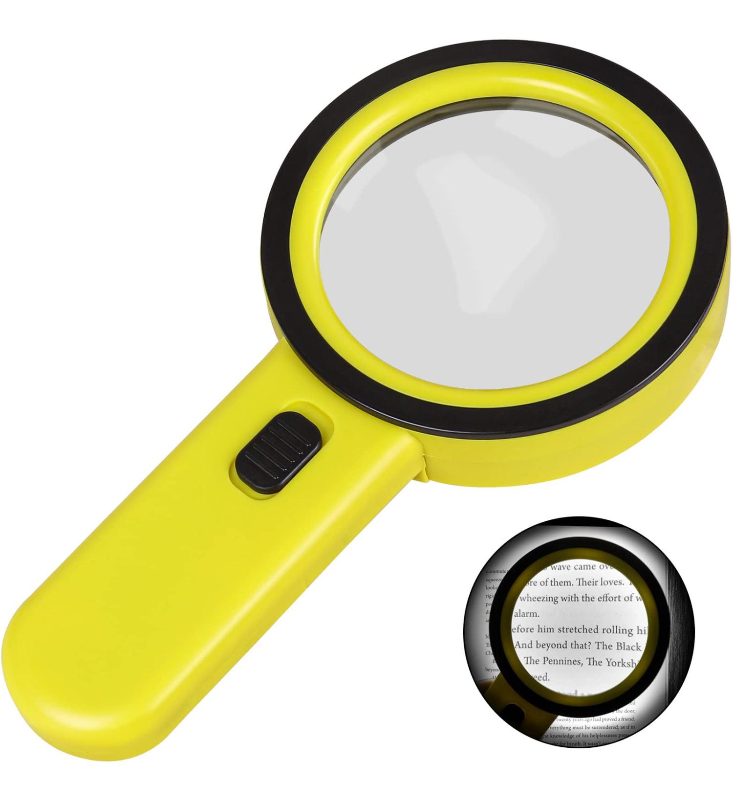 Aixpi 30x Magnifying Glass with Light - 12 LEDs Illuminated for Seniors Reading & Inspection | Perfect for Macular Degeneration Coins & Jewelry - Yellow - Buy Online on GoSupps.com