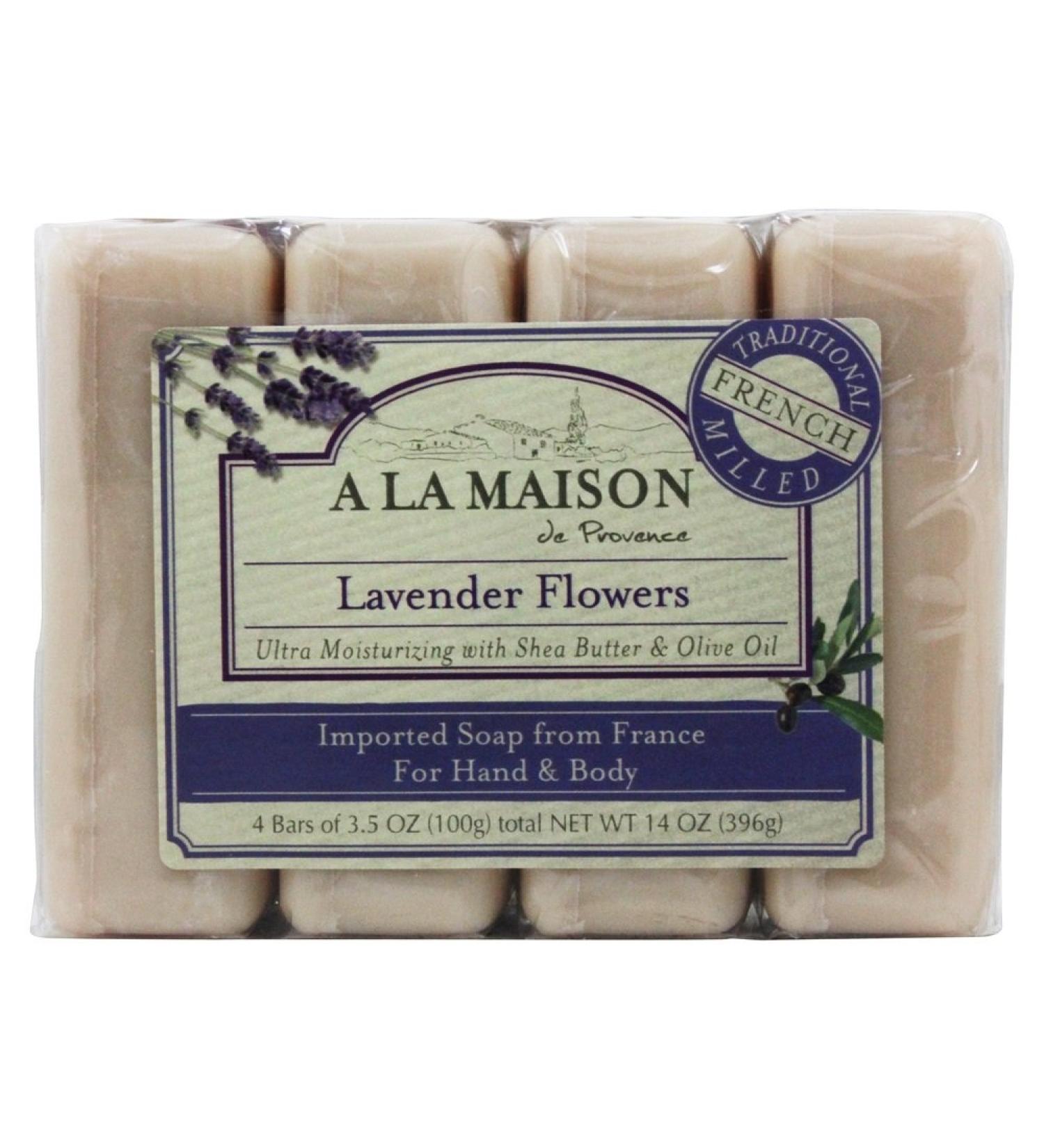 A La Maison de Provence Hand & Body Bar Soap Lavender Flowers 4 Bars 3.5 oz (100 g) Each - Buy Online on GoSupps.com