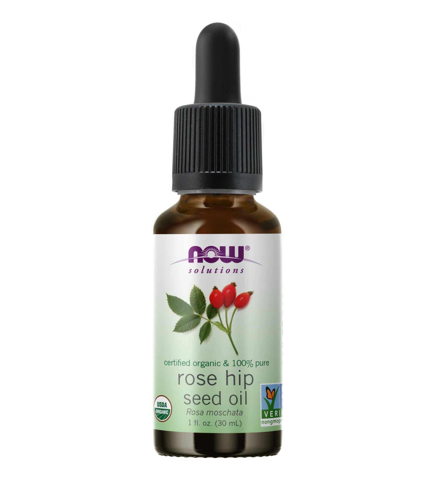 Now Foods Certified Organic Rose Hip Seed Oil 1 oz - 100% Pure, Natural Skincare - Buy Online on GoSupps.com