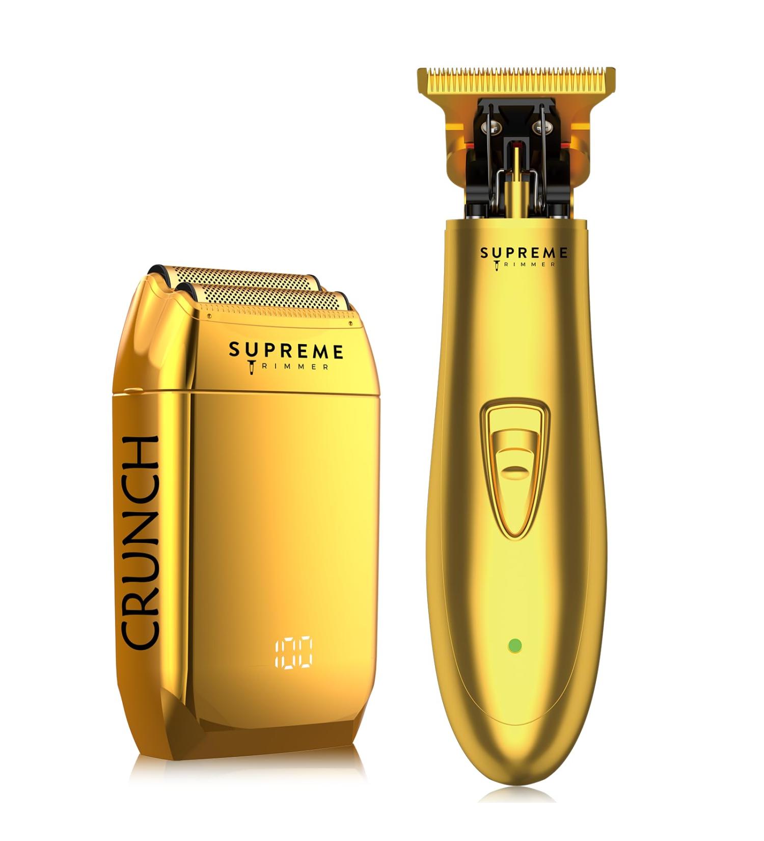 Supreme Trimmer 2-in-1 T-Shaper & Crunch Foil Shaver | STF602 Electric Razor & ST5200 Beard Trimmer | Gold Shaver Combo for Professional Haircuts - Buy Online on GoSupps.com