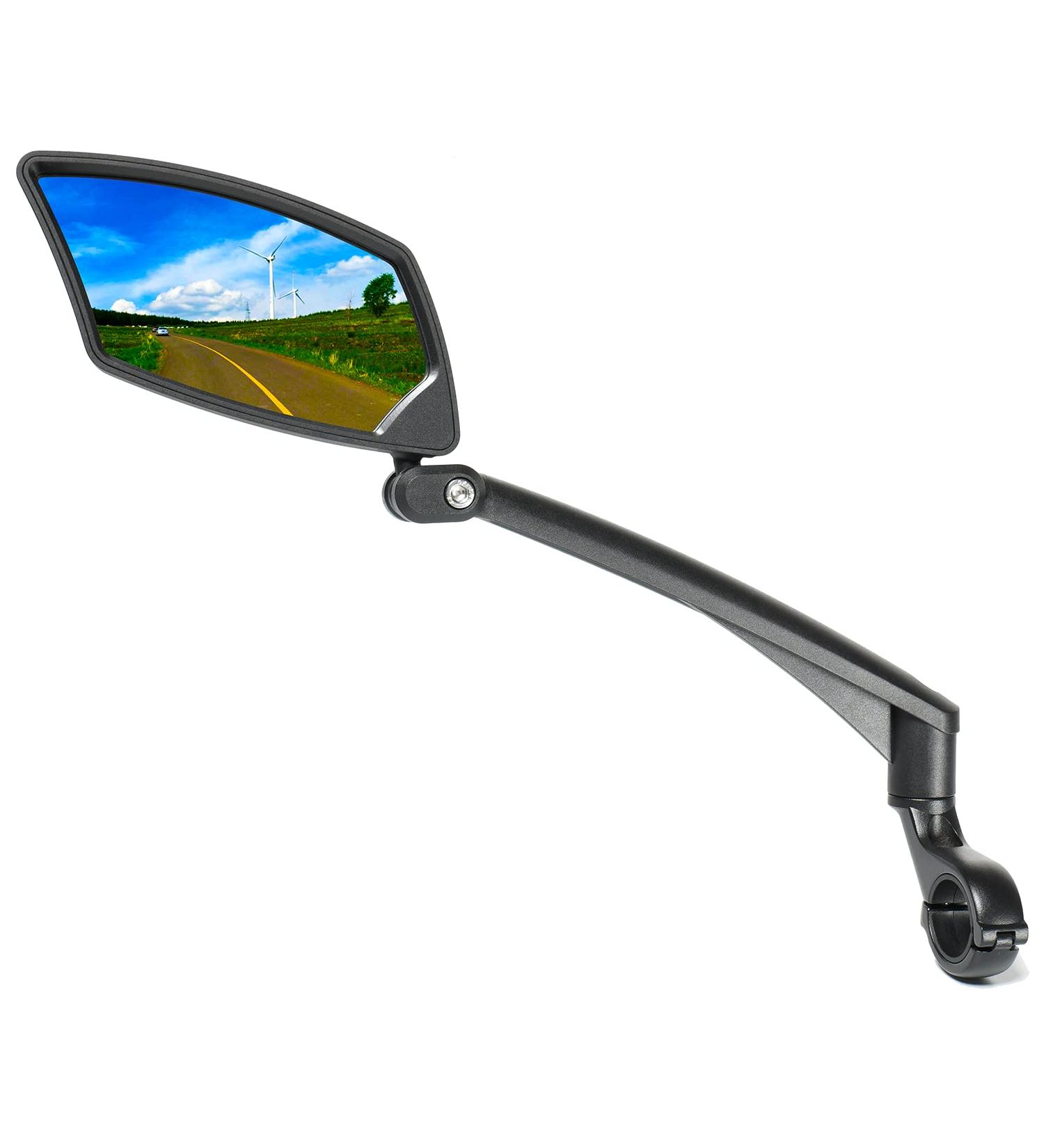 BriskMore Handlebar Bike Mirror - Scratch Resistant Glass Lens - Adjustable & Rotatable Rearview Bicycle Mirror - Silver Lens - Left Side - Buy Online on GoSupps.com