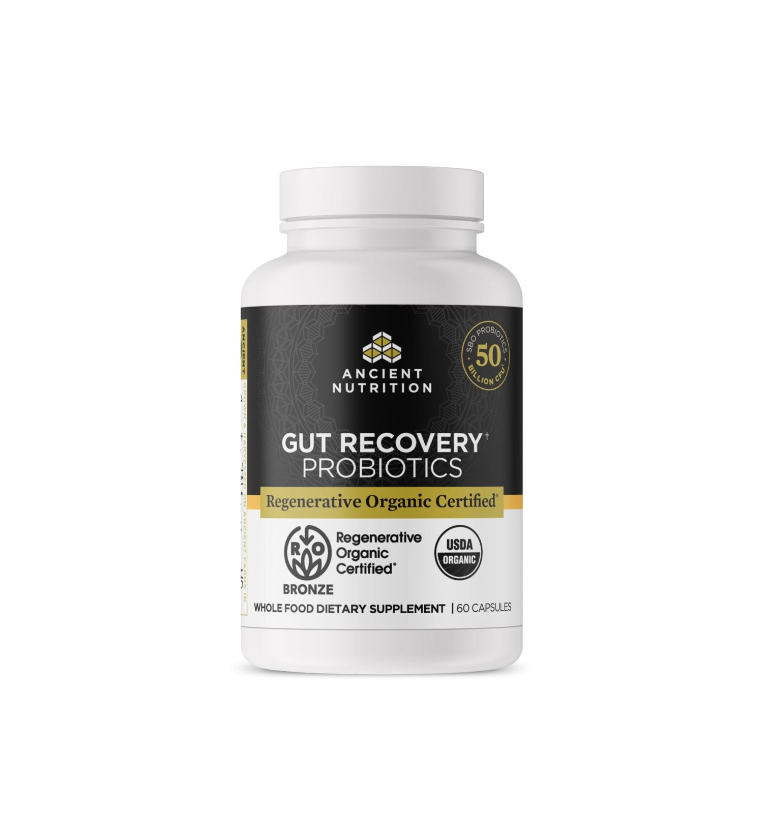 Ancient Nutrition Regenerative Organic Certified Probiotics for Gut Recovery Probiotics Gut Recovery for Healthy Digestion and Immune System Function Support 50 Billion CFUs* Per Serving 60 Count - Buy Online on GoSupps.com