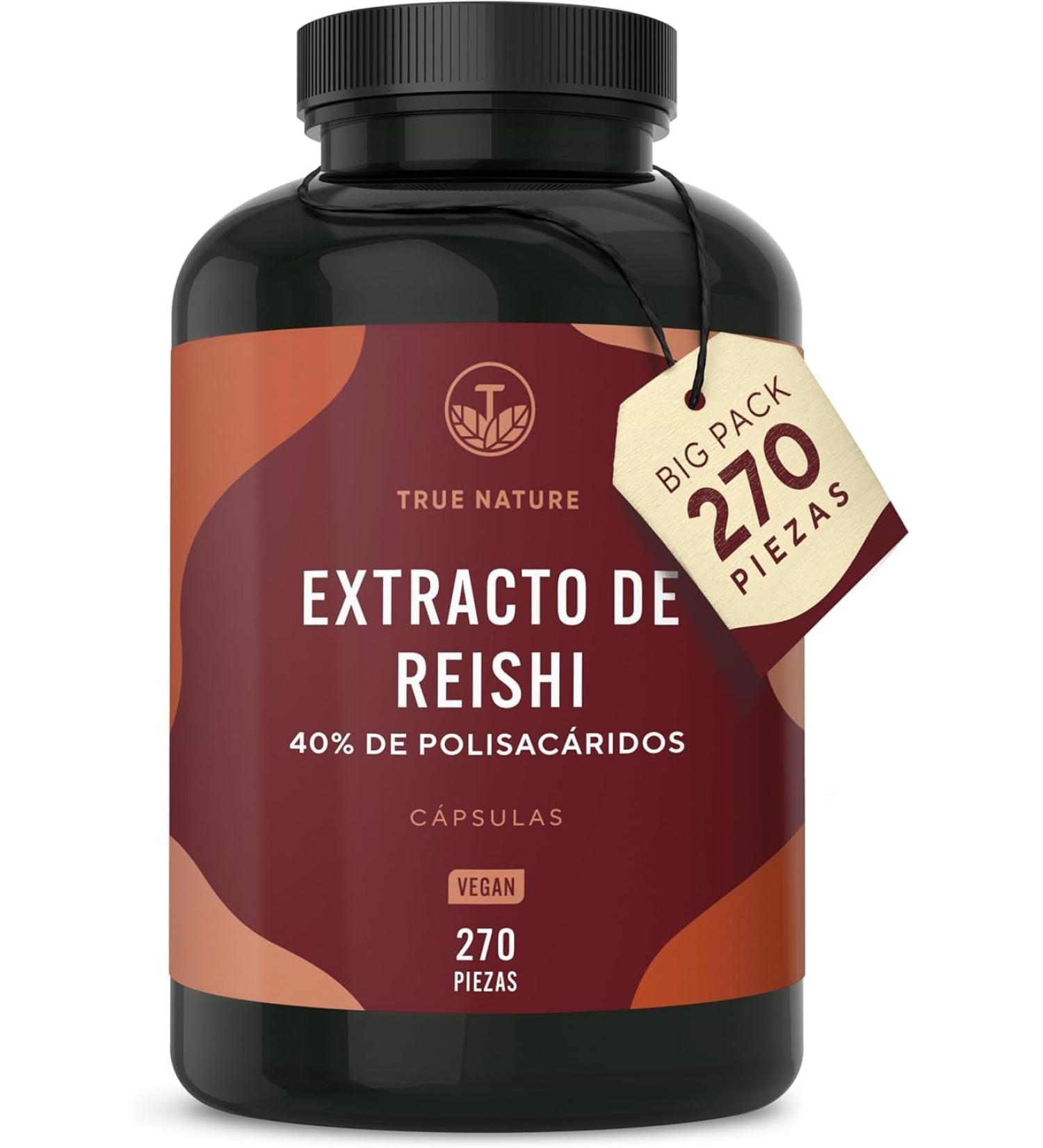 Reishi Mushroom Extract 270 Capsules 650mg 1950mg per Day 40 Polysaccharides Vegan TRUE NATURE