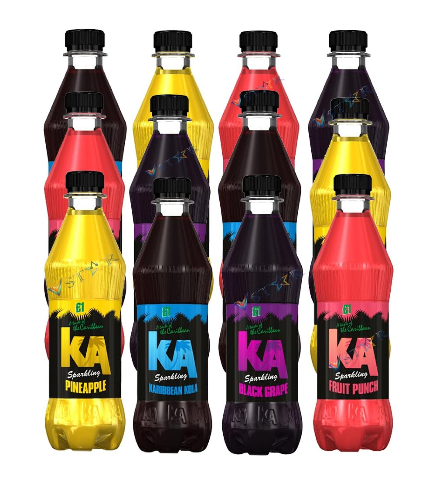 Sparkling Fruit Punch Pineapple Black Grape & Karibbean Kola Soda Flavoured Drinks Pack PM 1 500ml (Pack of 12 (Full Box) Random Mixed) Random Mixed Pack of 12 (Full Box)