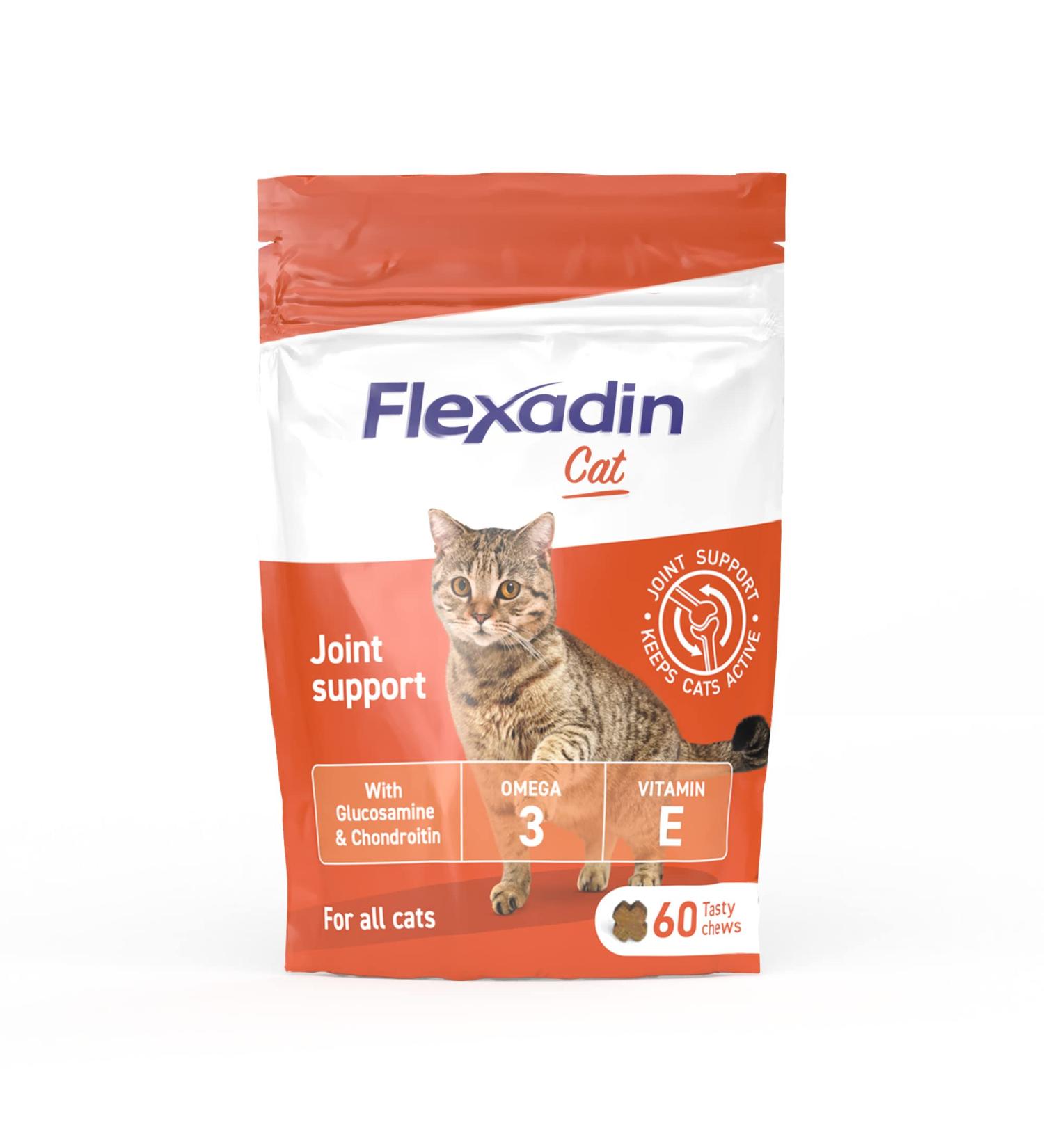 Flexadin Joint Care for Cats | 60 Supplement Chews | Promotes Mobility & Flexibility | Glucosamine, Chondroitin, Omega 3 & Vitamin E - Buy Online on GoSupps.com