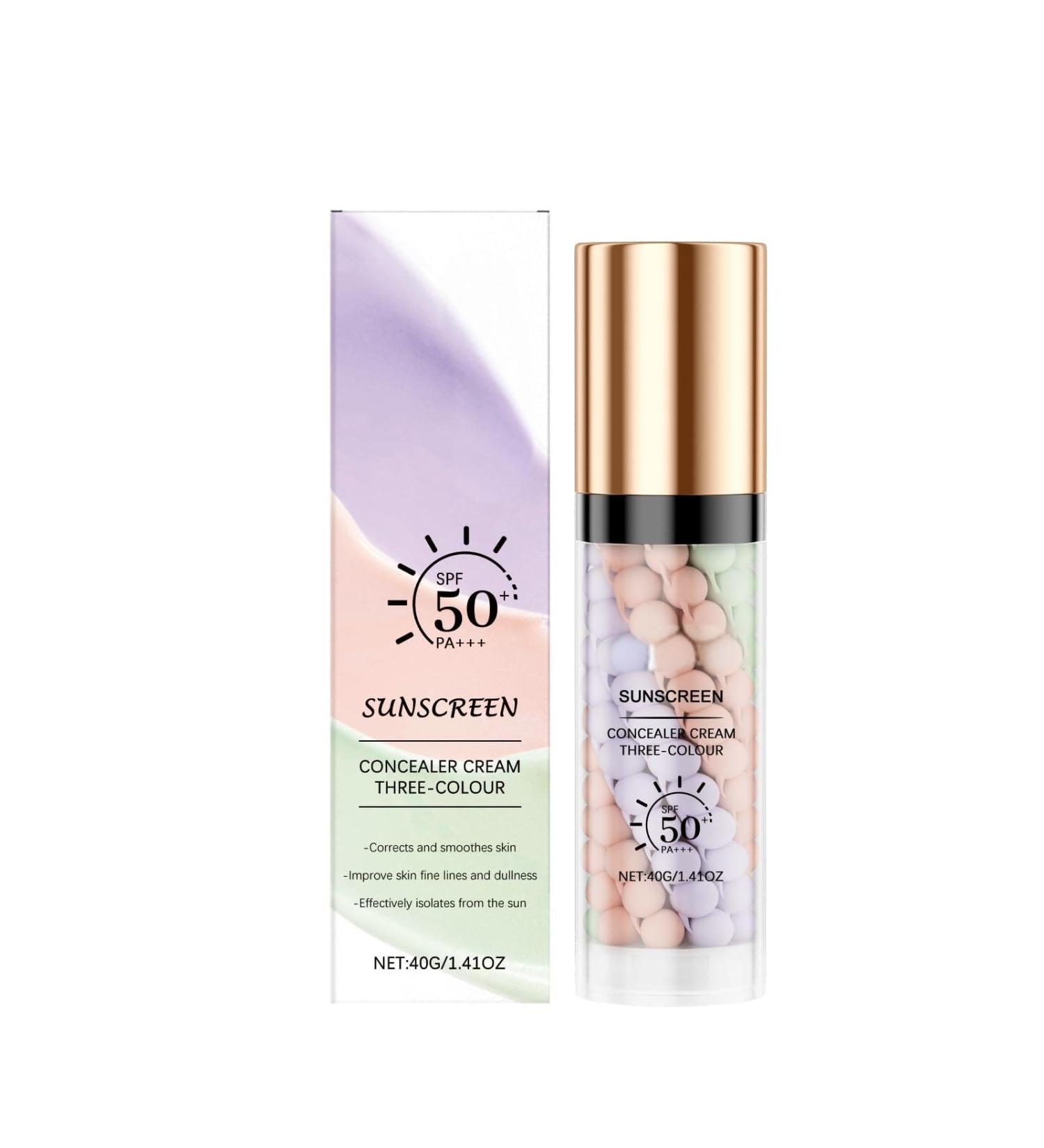 3 Color Sunscreen Concealer Cream 1.41oz - Broad Spectrum SPF Tinted Moisturizer with Lauric Extract & Glycerin Weightless Daily Protection for Even Skin Tone & Natural Radiance - Buy Online on GoSupps.com