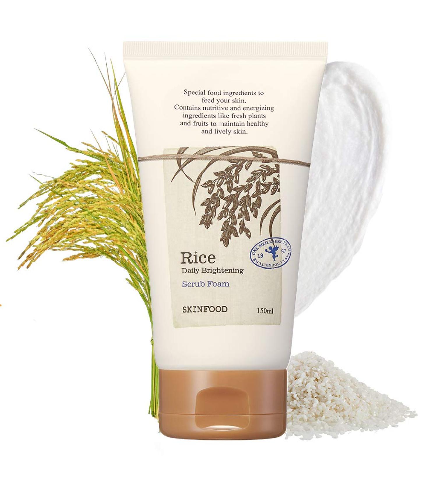 Skinfood Rice Brightening Scrub Foam 150ml - Radiant Skin Exfoliation - Buy Online on GoSupps.com