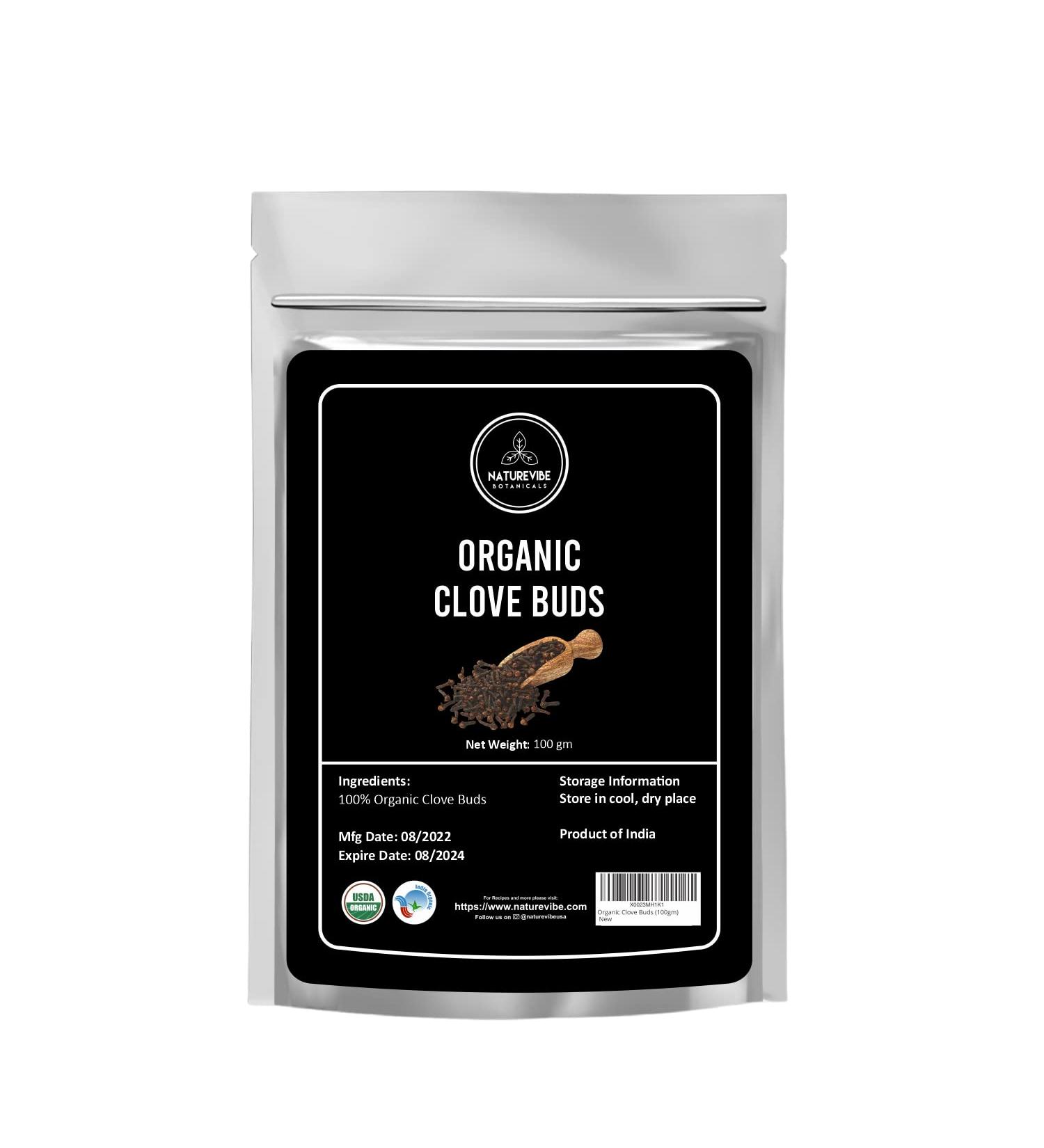 Naturevibe Botanicals Organic Clove Buds 3.53oz - Non-GMO, Gluten Free Indian Spice (100gm) - Buy Online on GoSupps.com