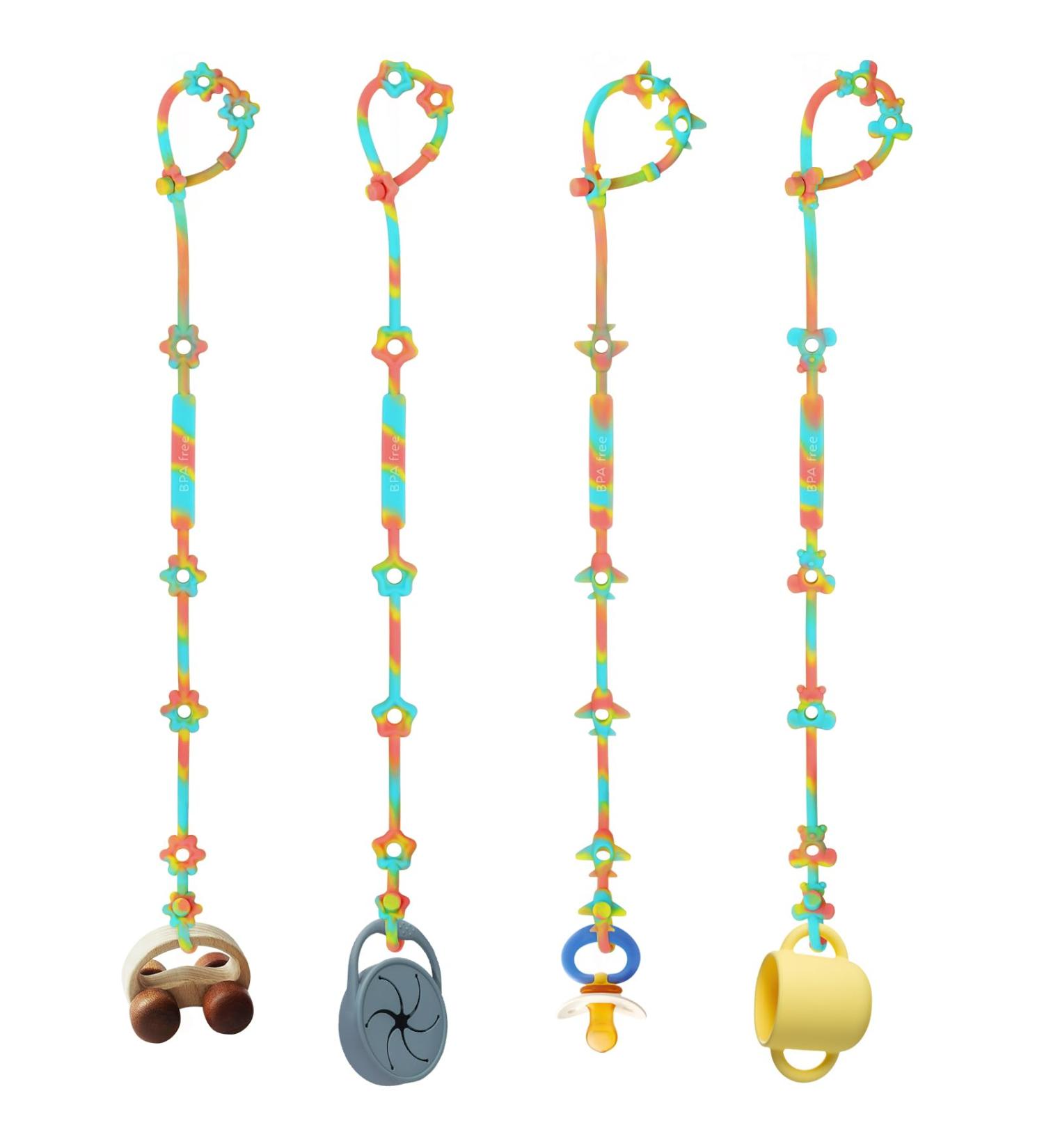 Buy BPA-Free Baby Toy Accessories: Pacifier Chain & Cup Holder Straps (4 Pack) - Ideal for Strollers High Chairs & Car Seats - Buy Online on GoSupps.com